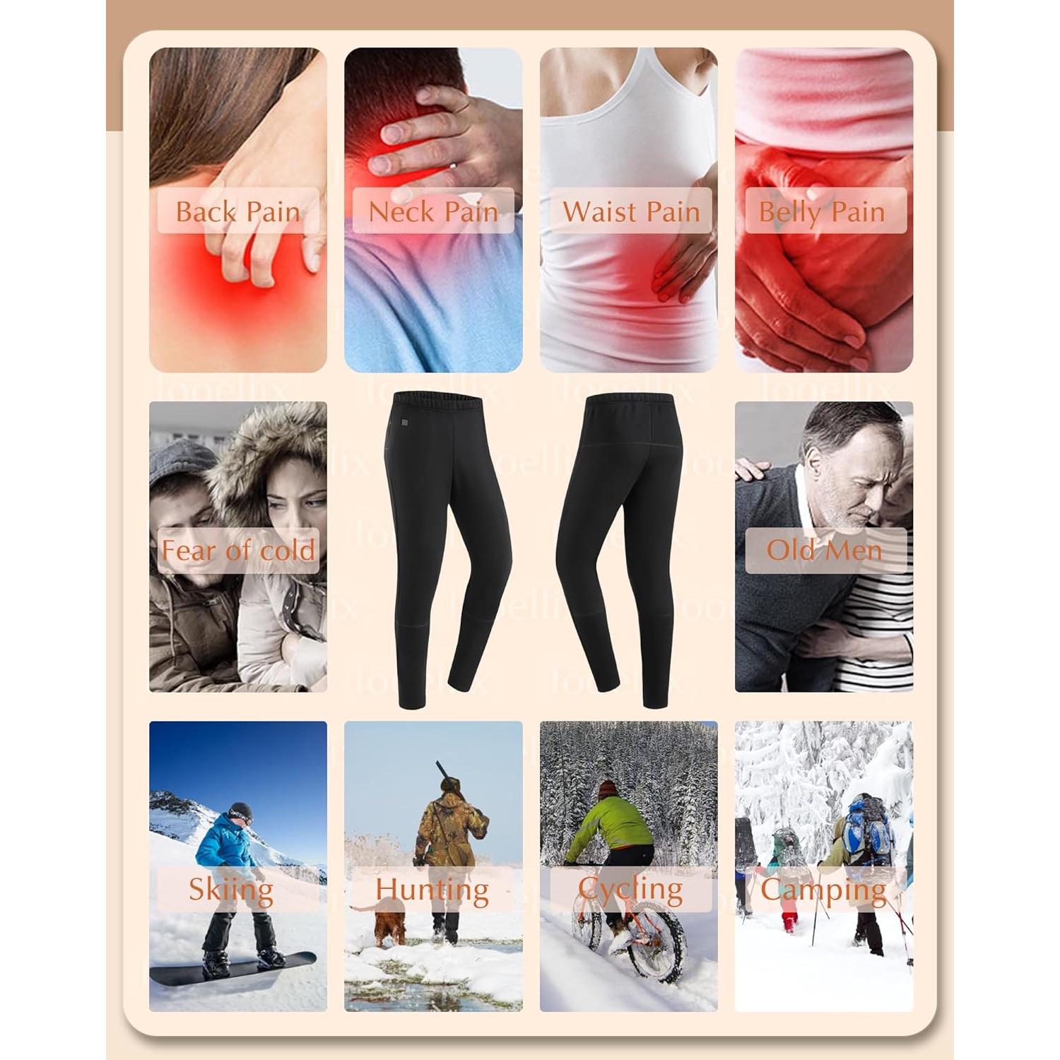 Pantalones Térmicos Calentados Iooellix para Hombres - 3 Niveles de Calor