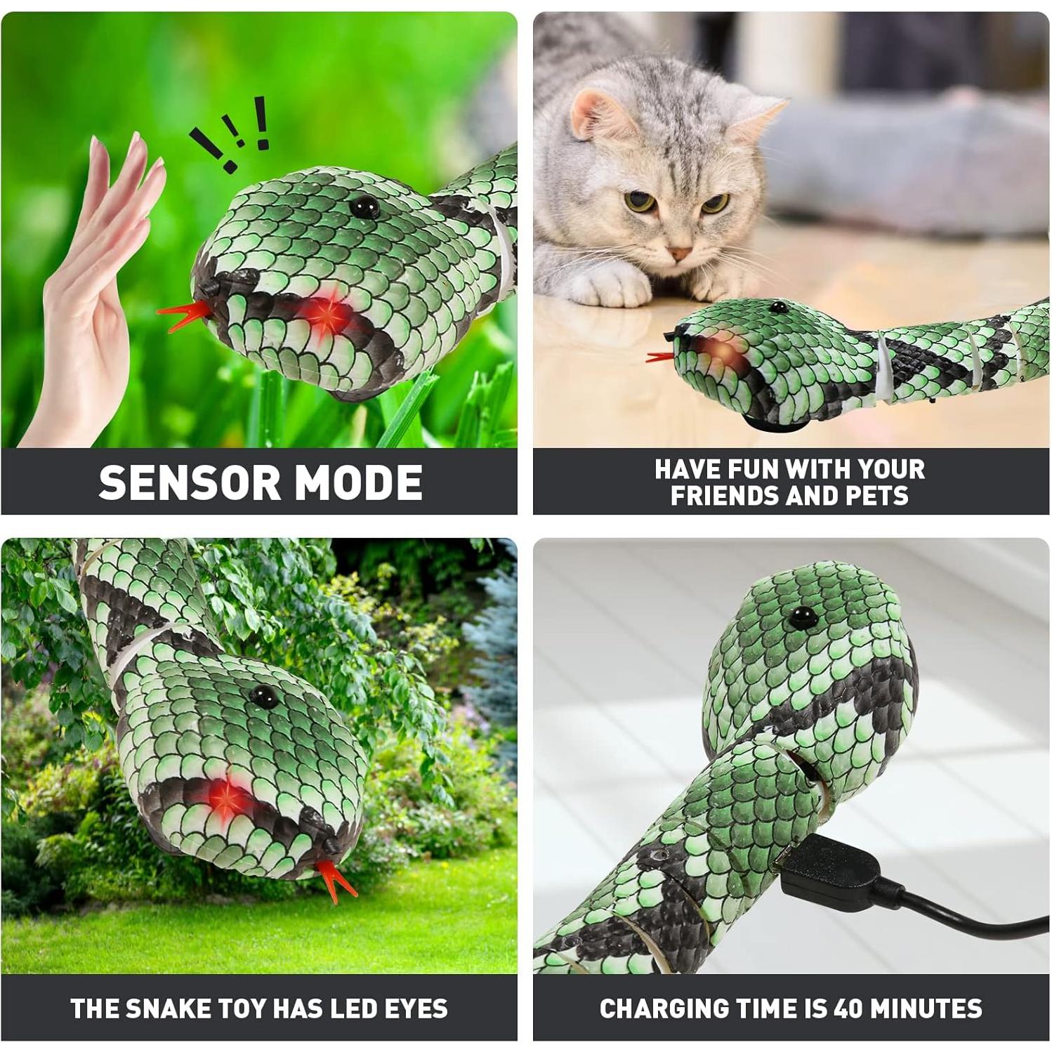 Juguete Interactivo para Gatos Serpiente Verde Recargable USB