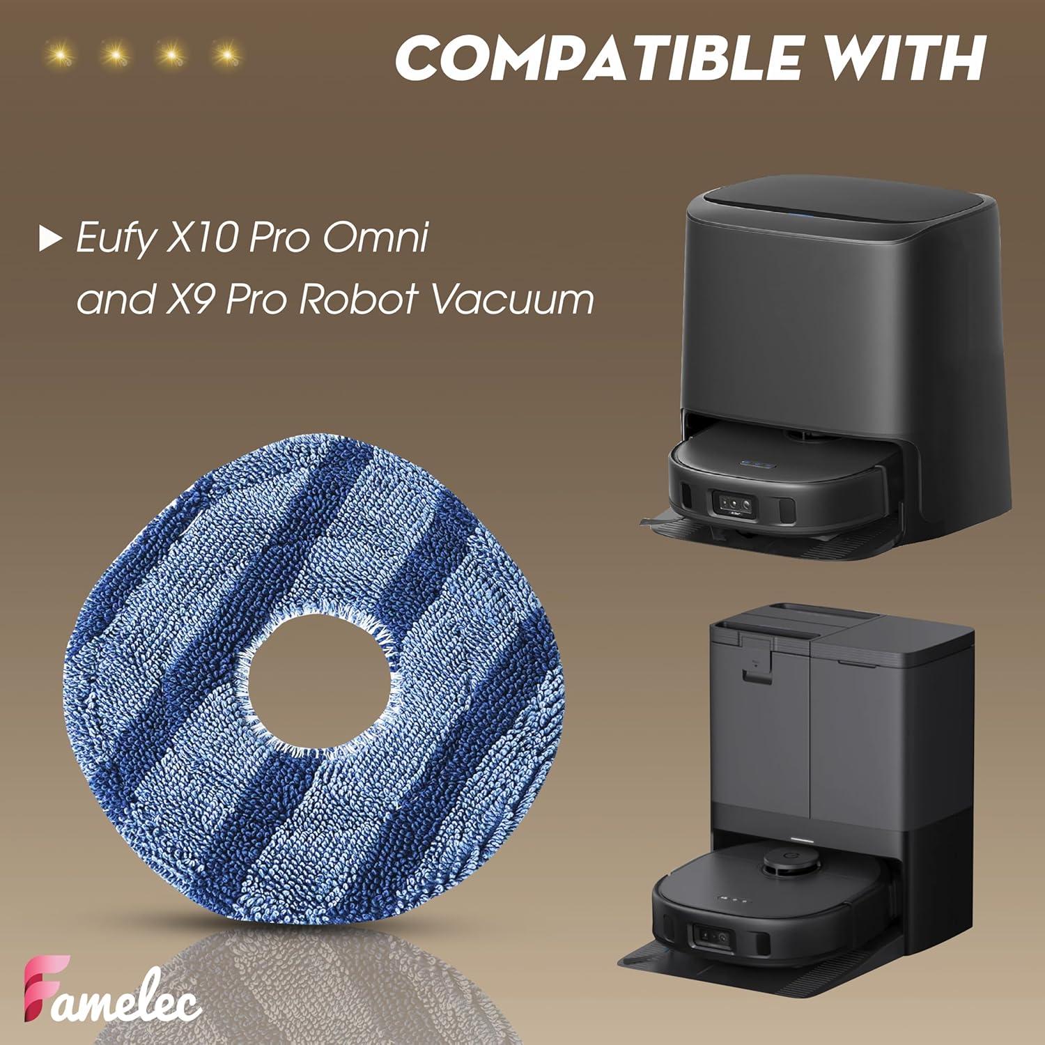 Paños de Trapeador Lavables FAMELEC para Eufy X10 Pro Omni
