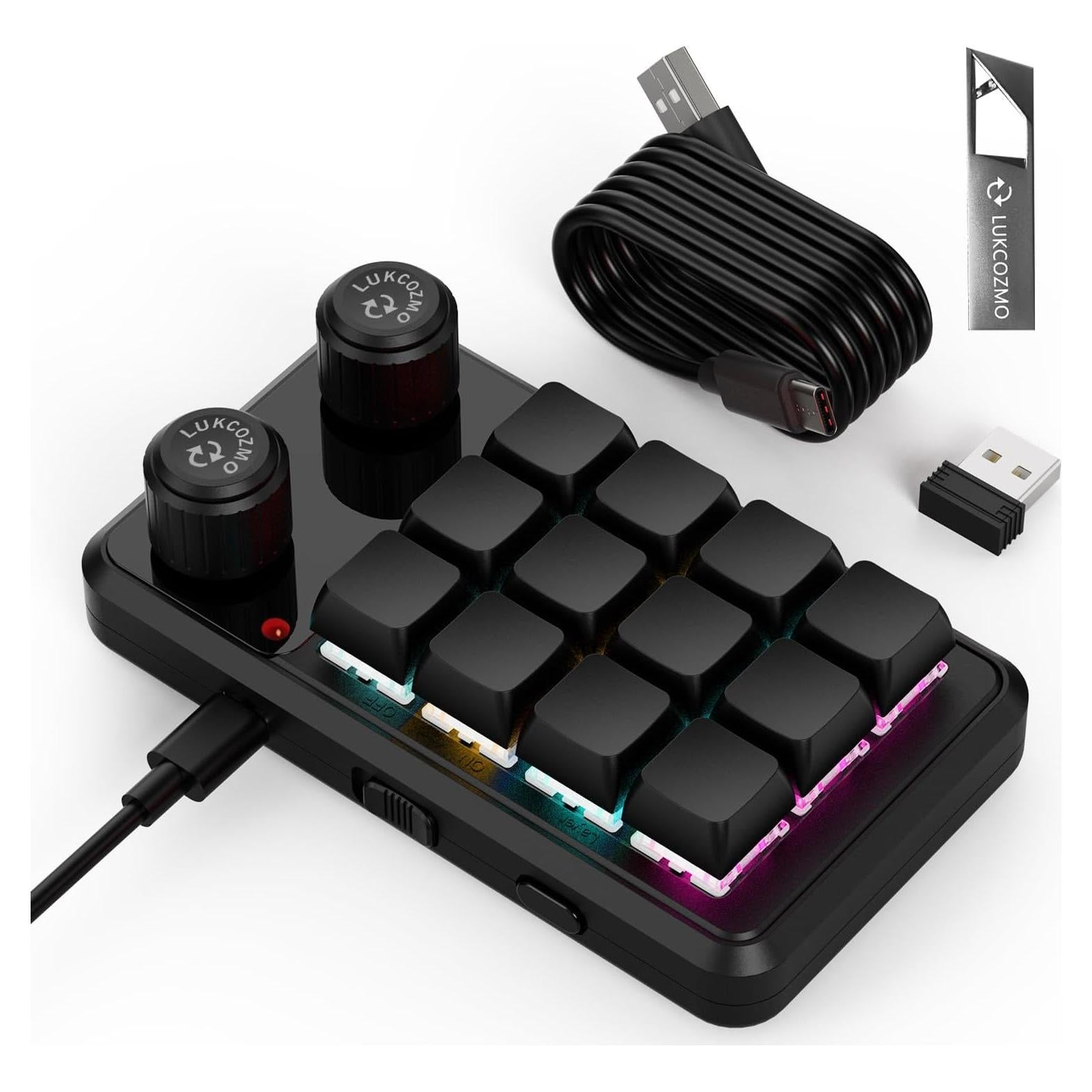 Teclado Mecánico Programable LUKCOZMO RGB 12 Teclas Compacto