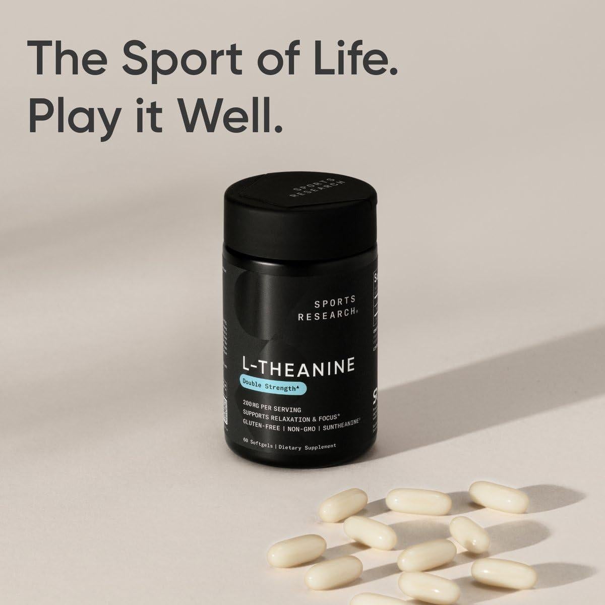 Suplemento L-Theanina 200mg Sports Research - 60 Softgels