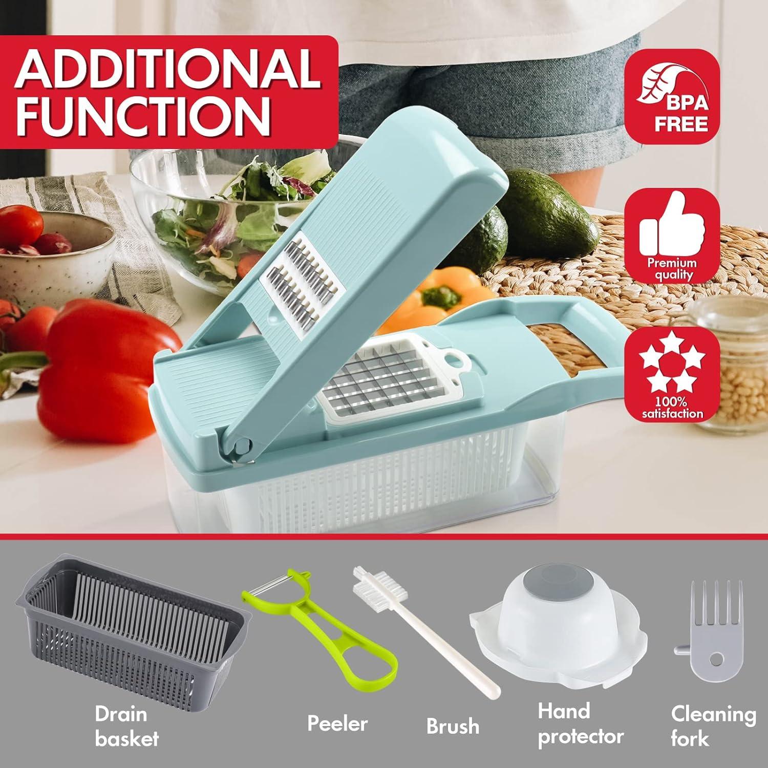 Cortador de Verduras Ourokhome 12 en 1 Multifuncional Azul