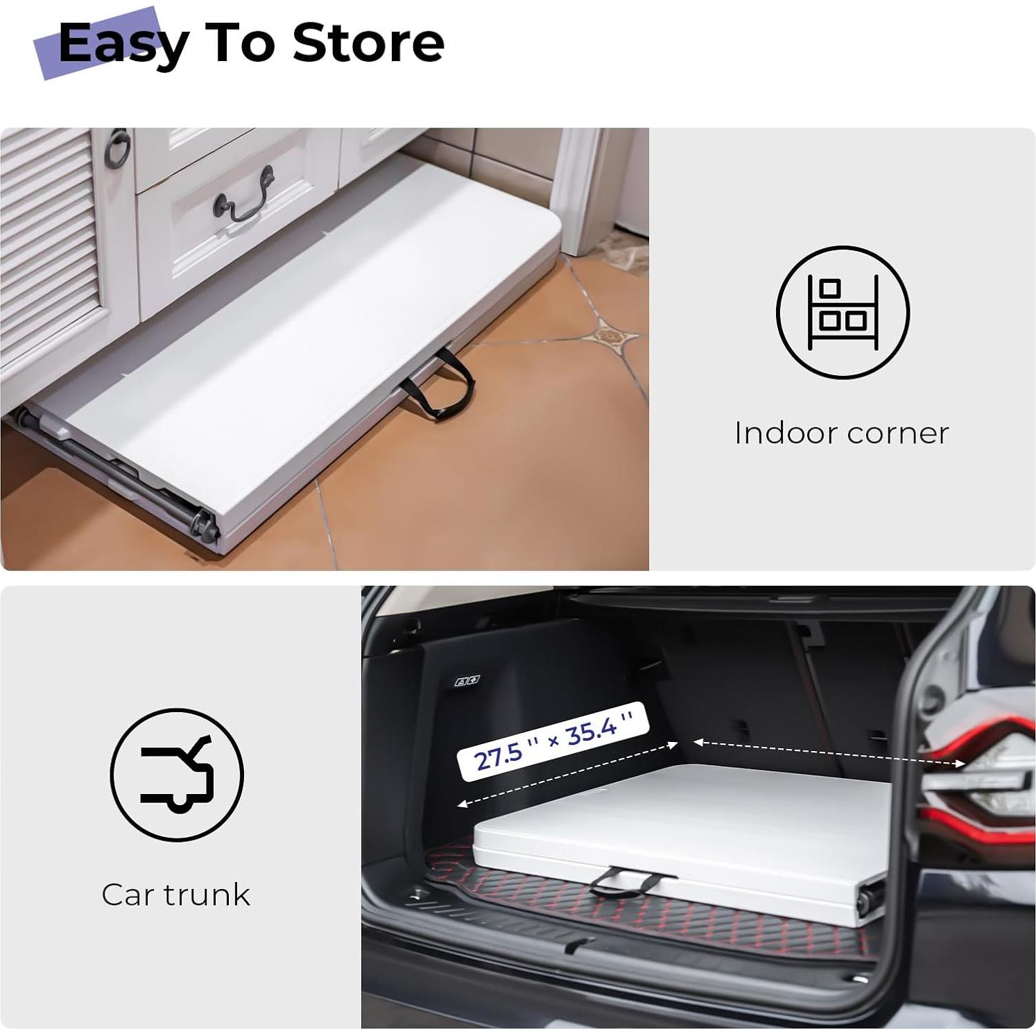 Mesa Plegable 1.83m Byliable Blanca para Interior y Exterior