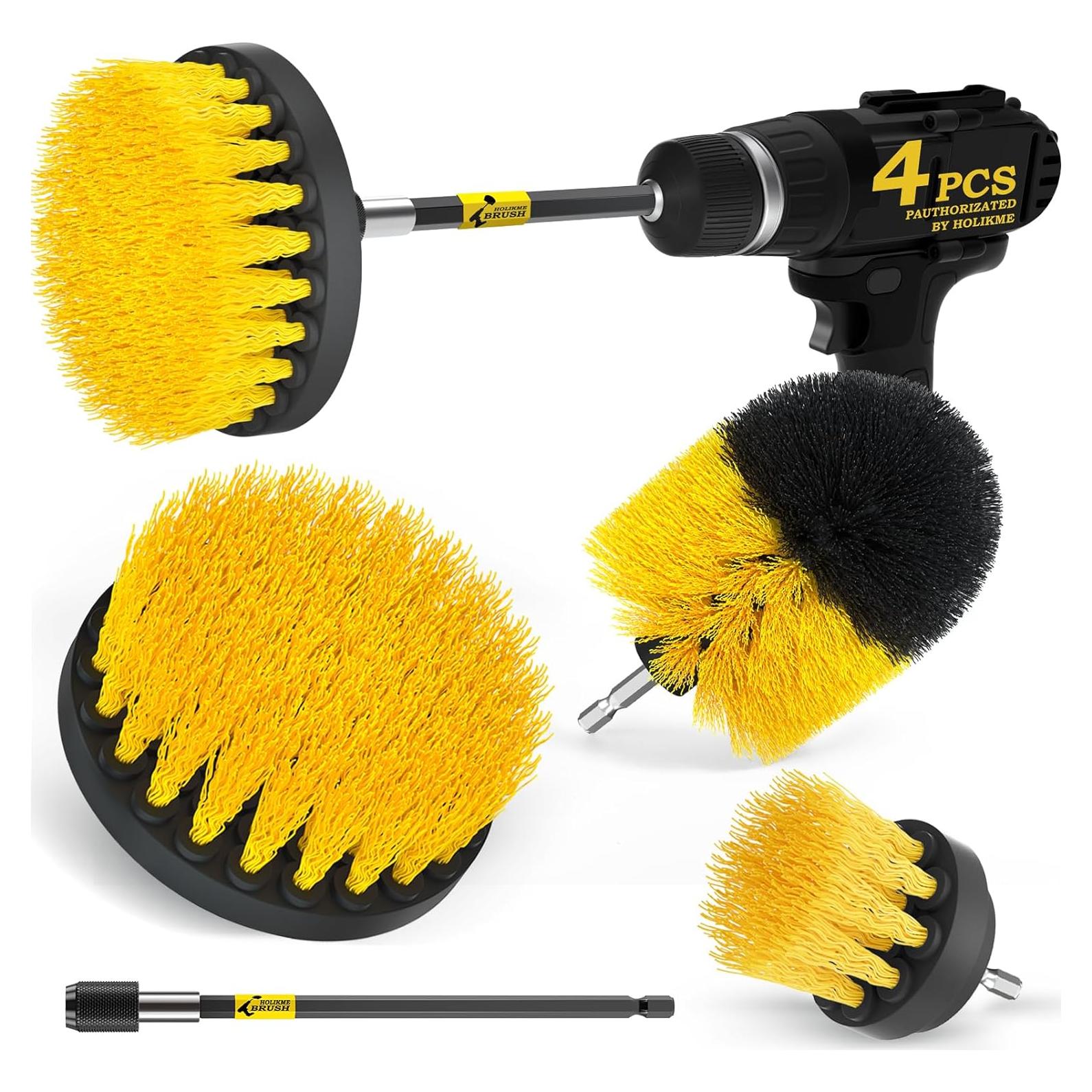Set de 4 Accesorios de Cepillo para Taladro Holikme Amarillo