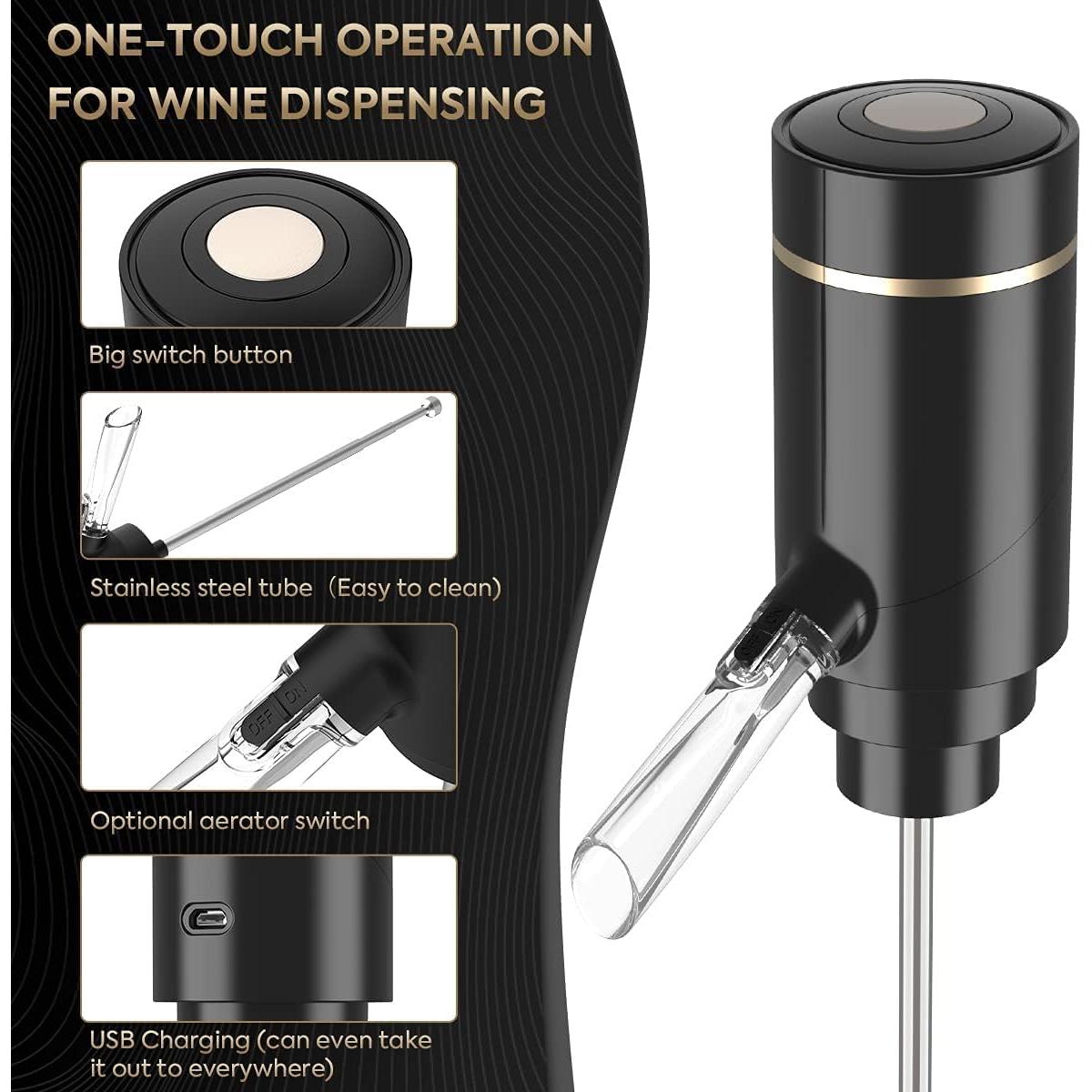 Aereador de Vino Eléctrico Higfra, Portátil y Recargable USB
