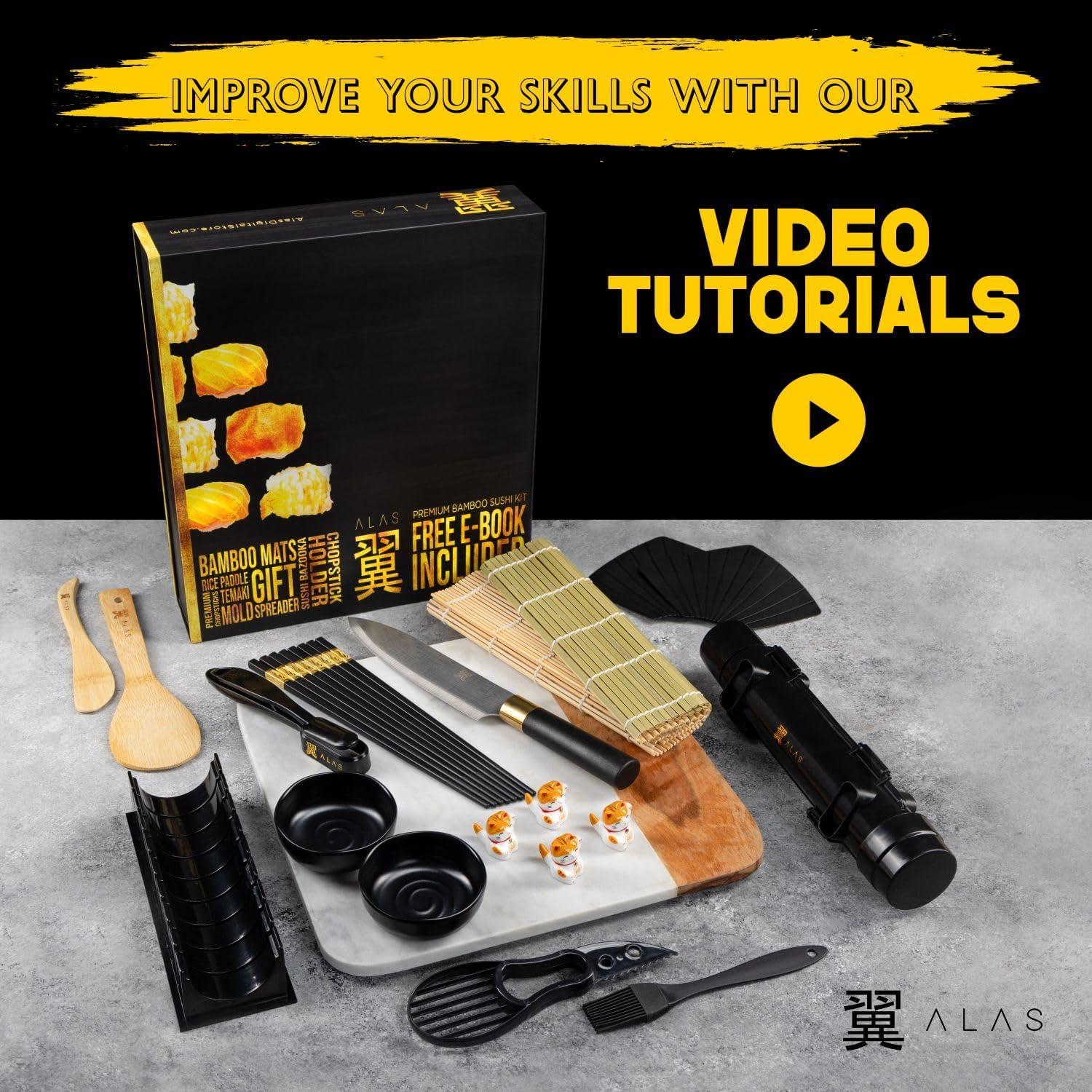 Kit de Hacer Sushi Alas - 26 Piezas para Principiantes y Expertos