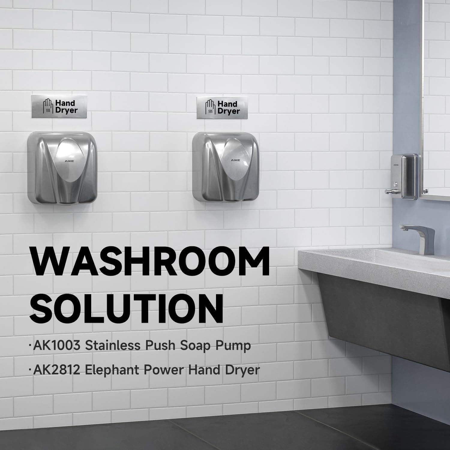 Secador de Manos AIKE AK2812 Acero Inoxidable 1400W 8-12s