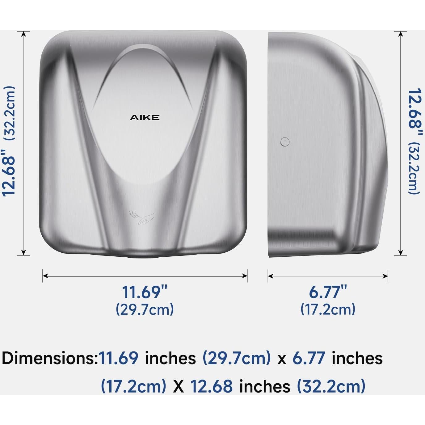 Secador de Manos AIKE AK2812 Acero Inoxidable 1400W 8-12s