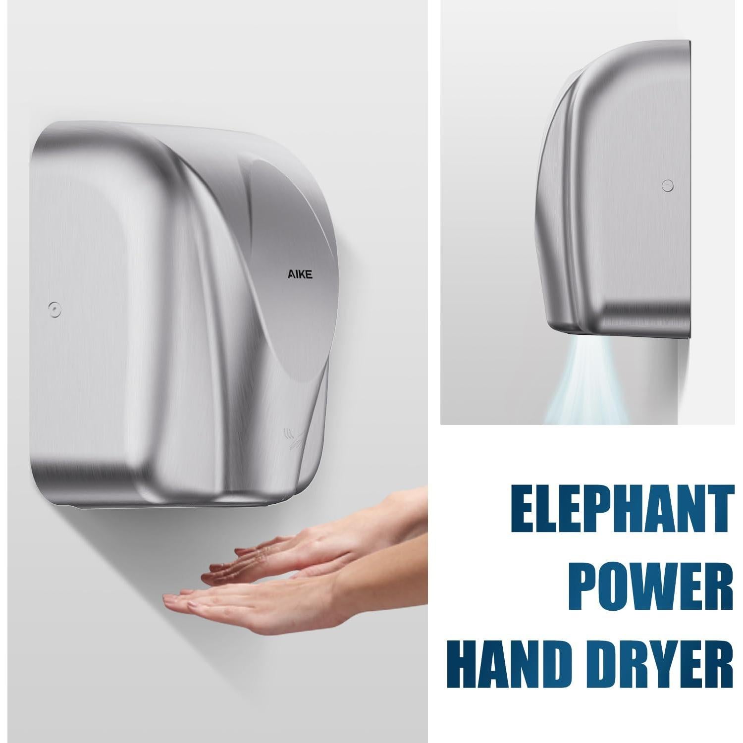 Secador de Manos AIKE AK2812 Acero Inoxidable 1400W 8-12s