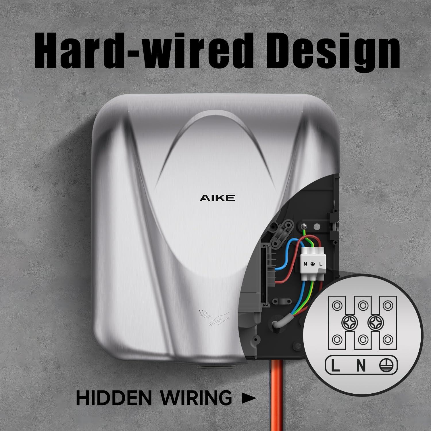 Secador de Manos AIKE AK2812 Acero Inoxidable 1400W 8-12s