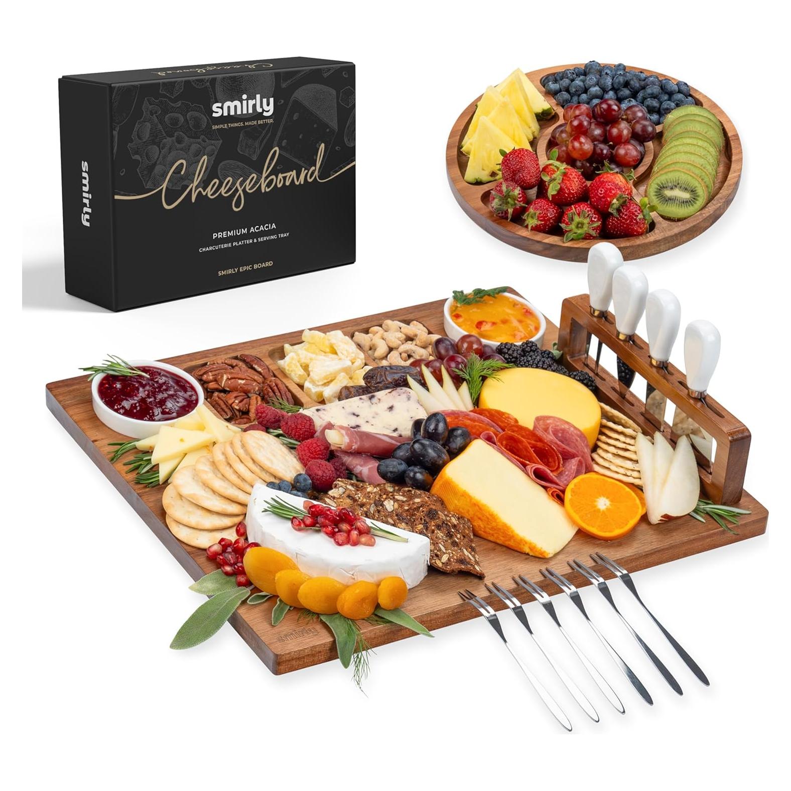 Juego de Tablas de Charcutería SMIRLY - Acacia Grande con Cuchillos