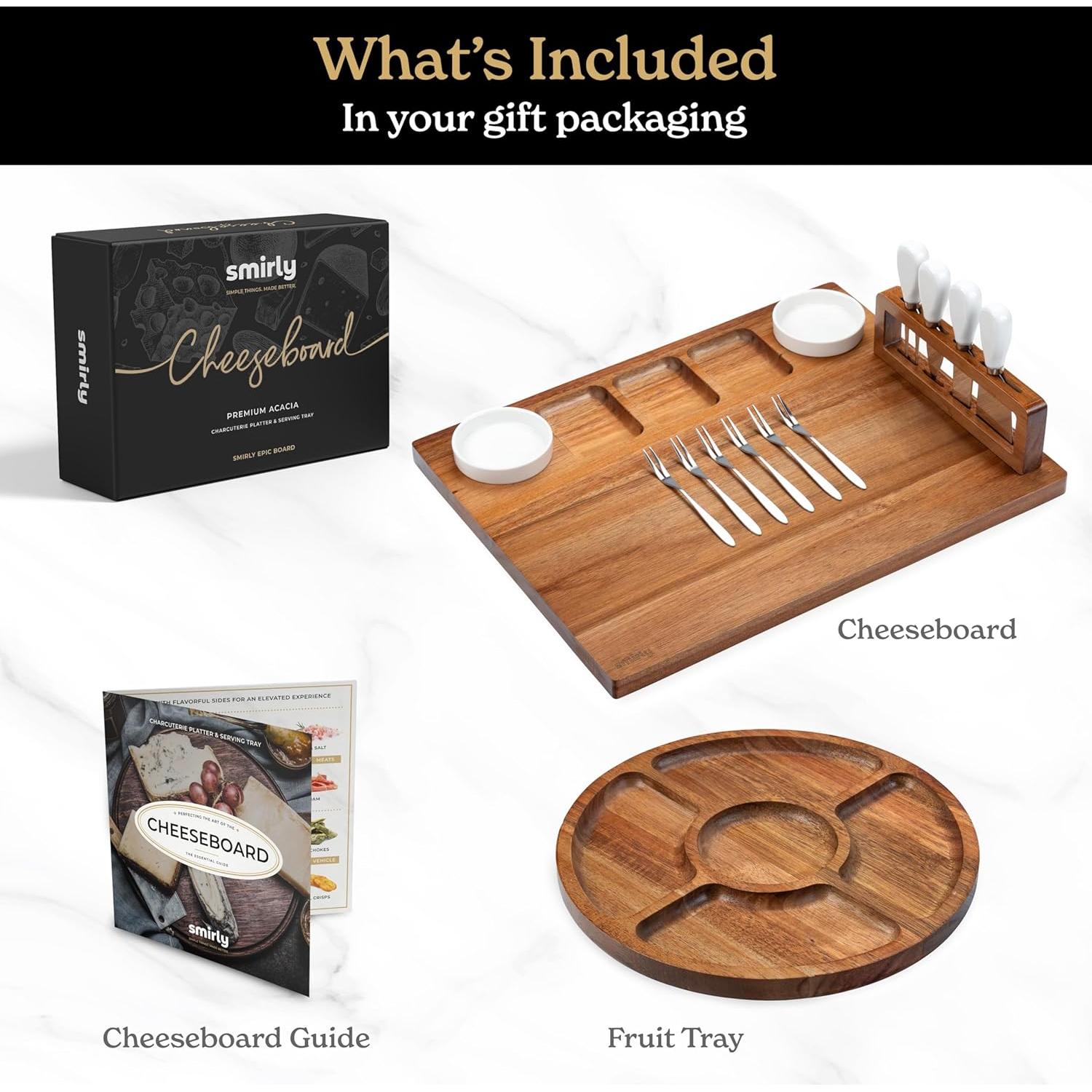 Juego de Tablas de Charcutería SMIRLY - Acacia Grande con Cuchillos