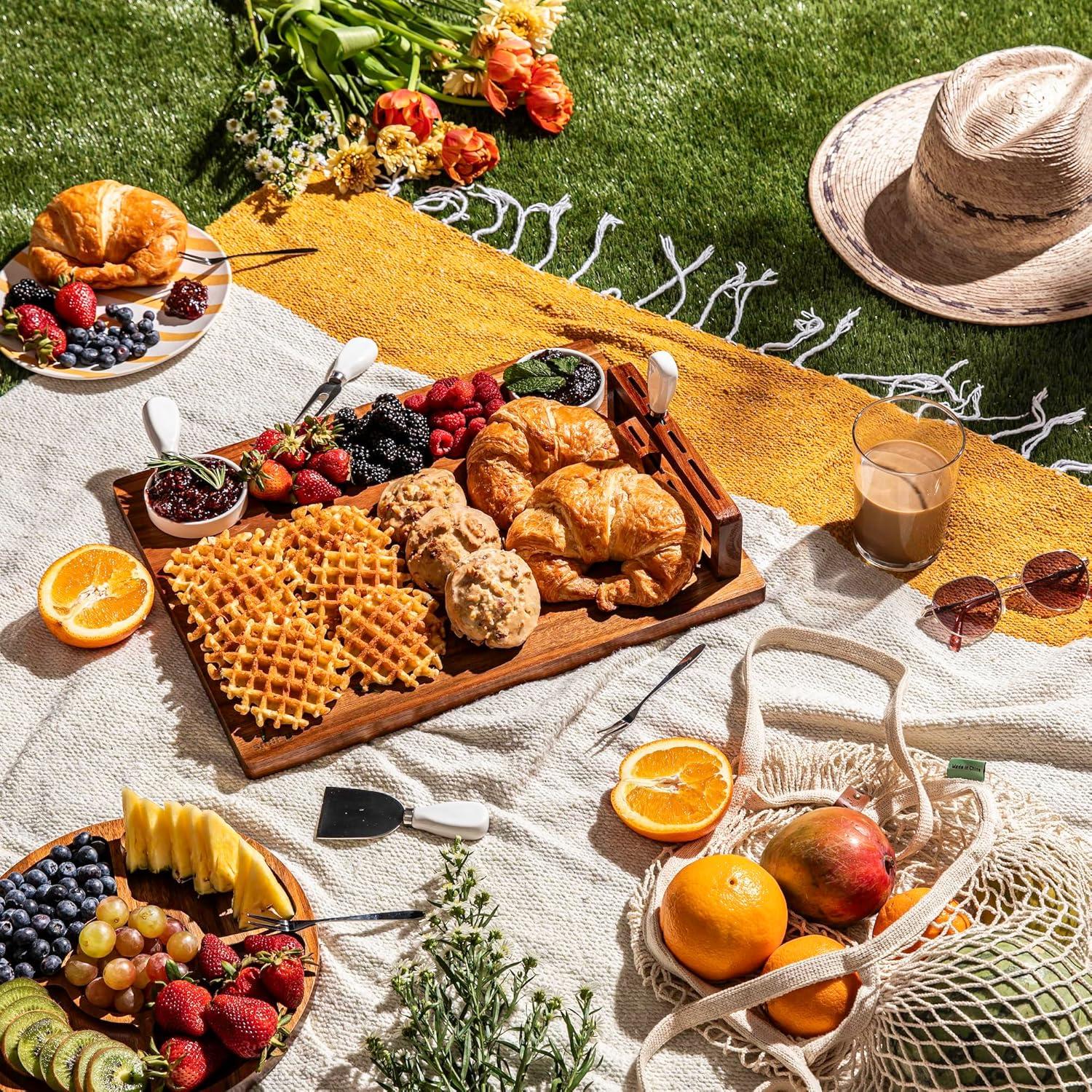 Juego de Tablas de Charcutería SMIRLY - Acacia Grande con Cuchillos