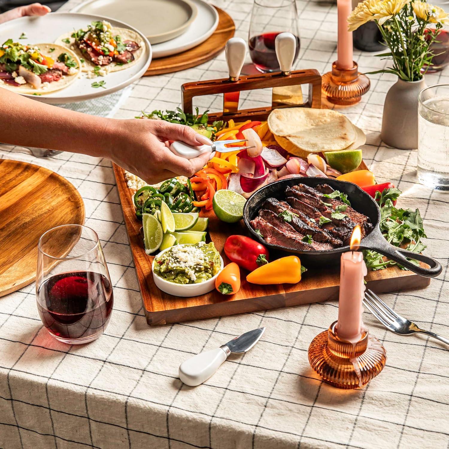 Juego de Tablas de Charcutería SMIRLY - Acacia Grande con Cuchillos