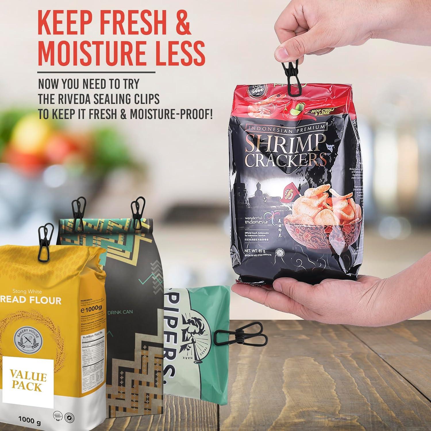 30 Clips de Bolsa Riveda Negros - Sellador PVC 5.08 cm