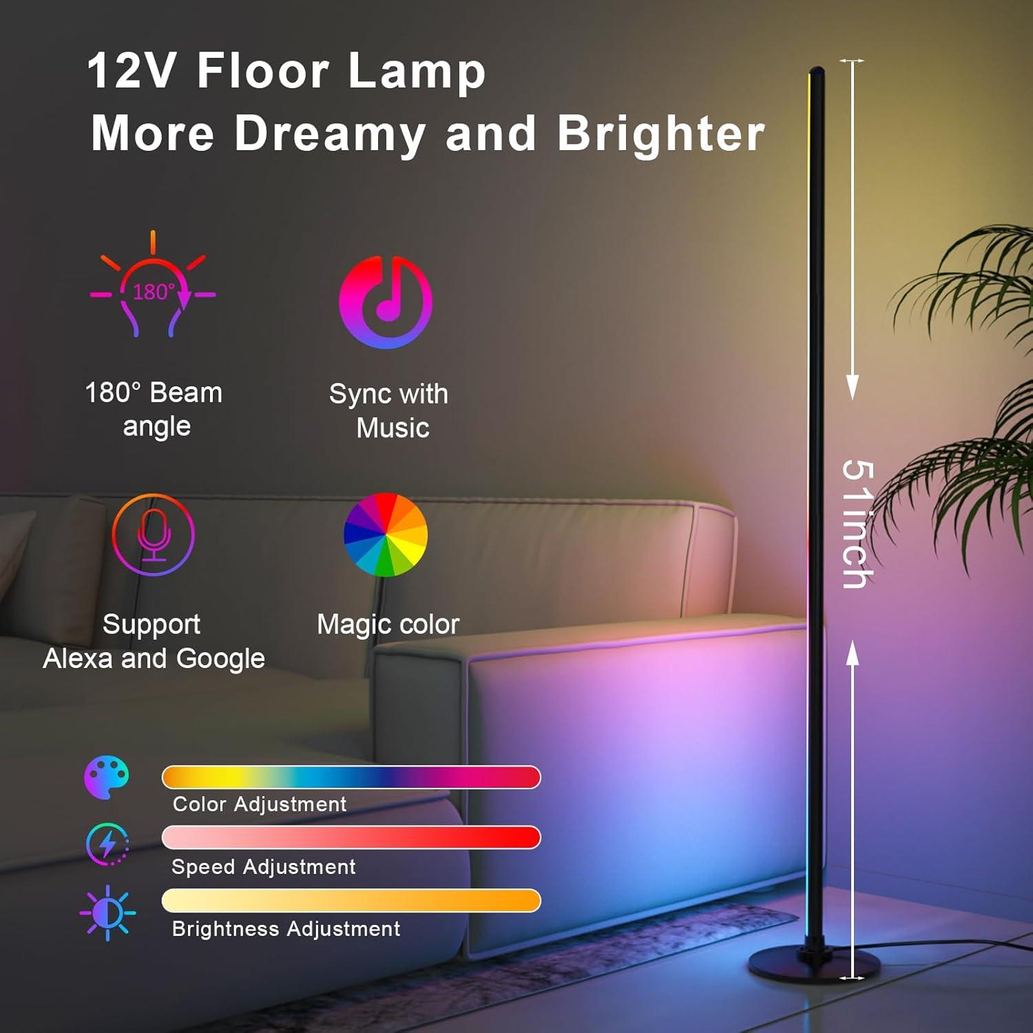 Lámpara de Pie LED Lanmonlily RGB Inteligente 129.5cm