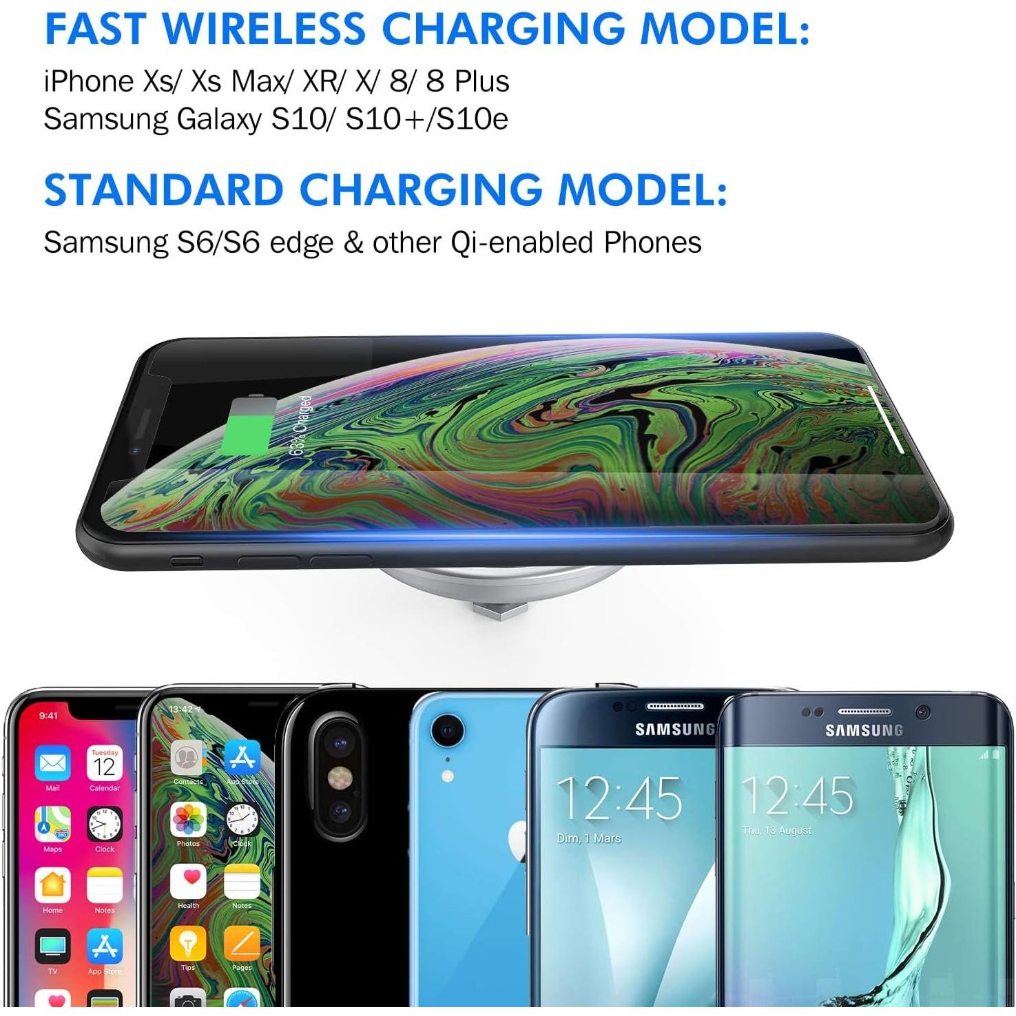i.VALUX Invisible Desk Phone Charger,15W Fast Wireless Charging Pad,Hidden Qi-Certified Quick Charge Cordless Desktop Charging mat Compatible with iPhone 15/14/13/12/11 Pro/XR/Airpods/Samsung Galaxy