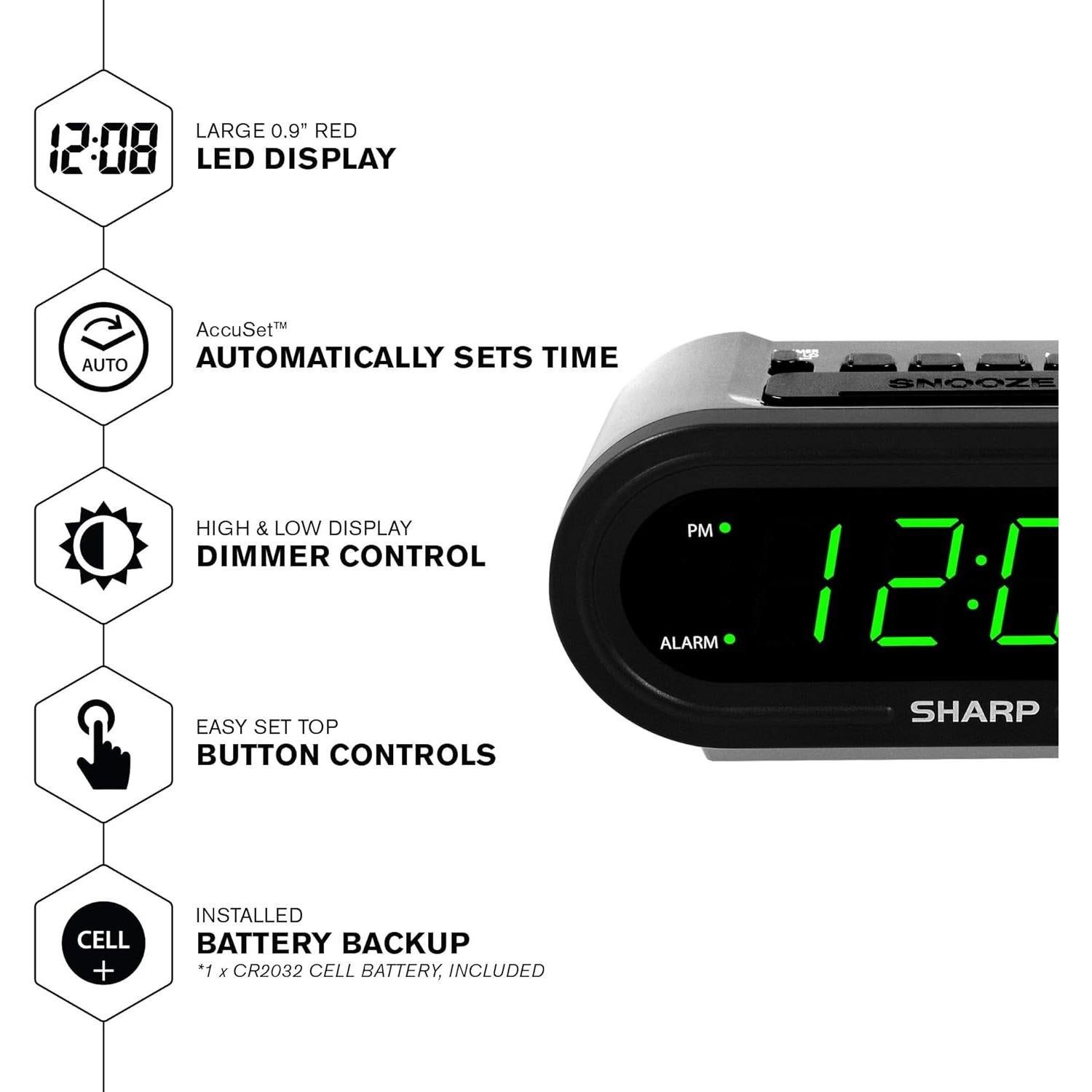 Reloj Despertador Digital SHARP OZJONG con Ajuste Automático
