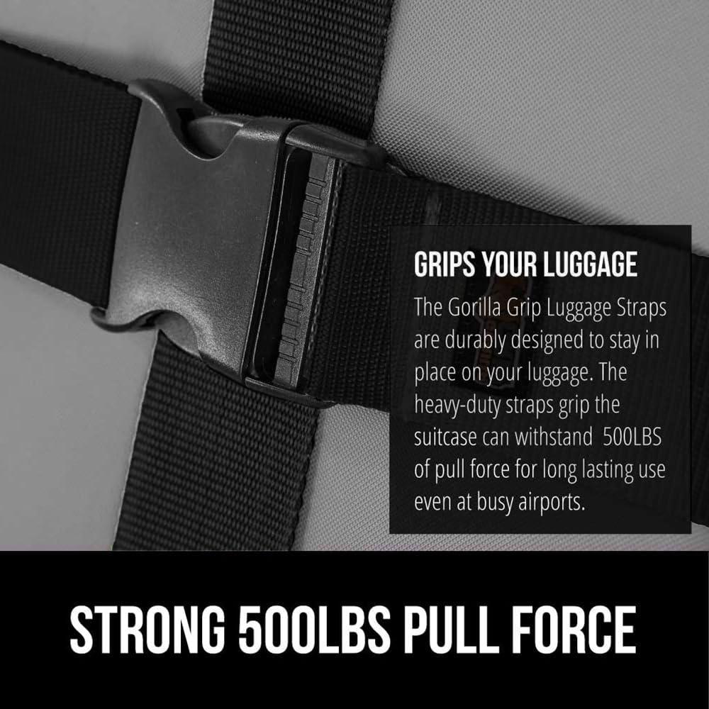 Correa de Carga Ajustable Gorilla Grip para Equipaje - 2 Piezas