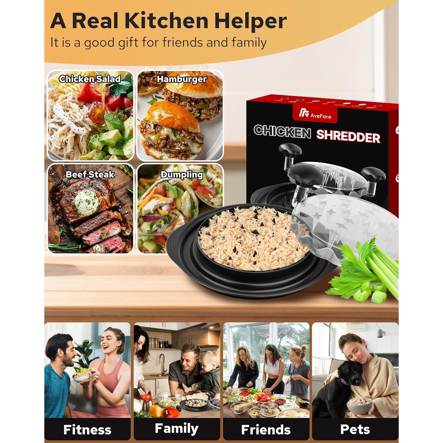 Desmenuzador de Pollo AveFare CHS001 Antideslizante 0.4 kg