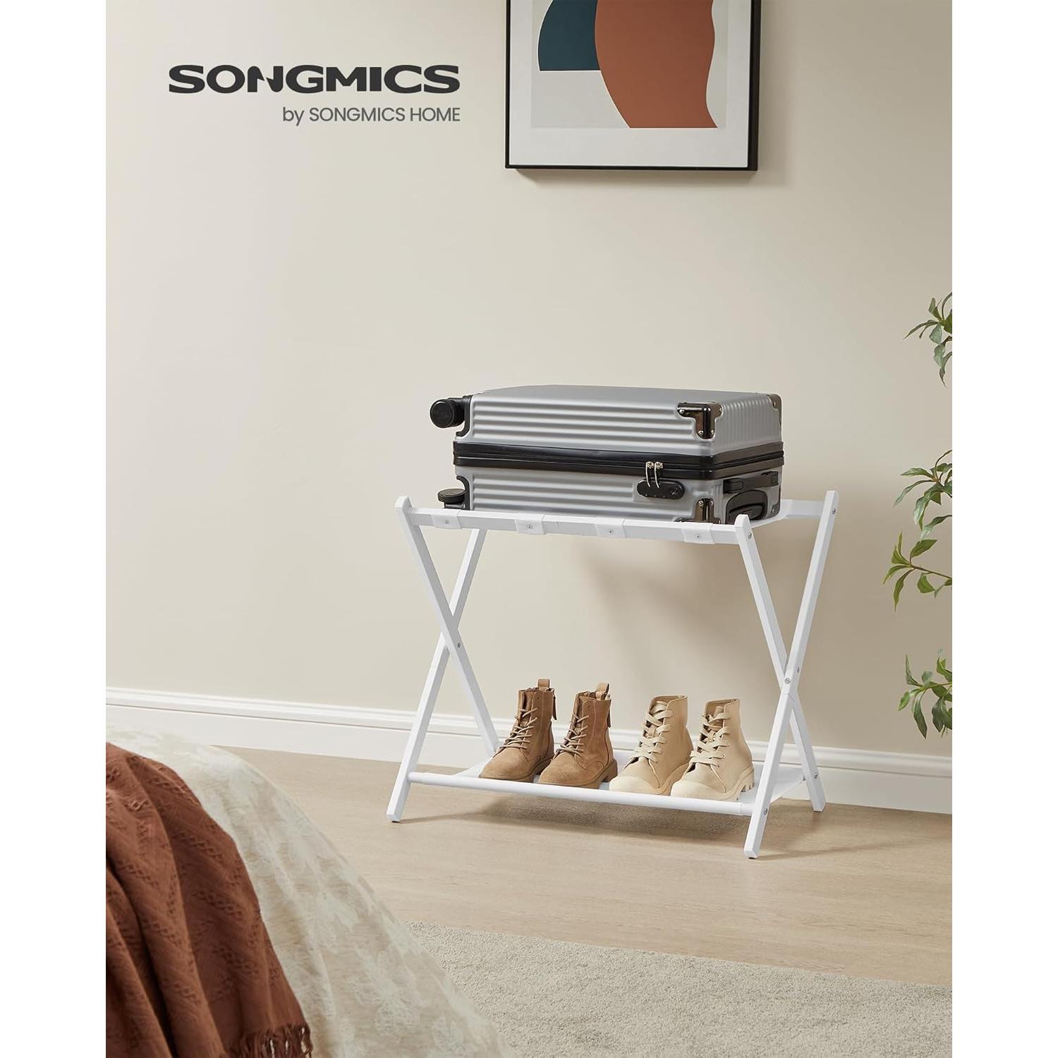 Soporte de Equipaje Plegable SONGMICS Blanco Nube 68.5x43x60 cm