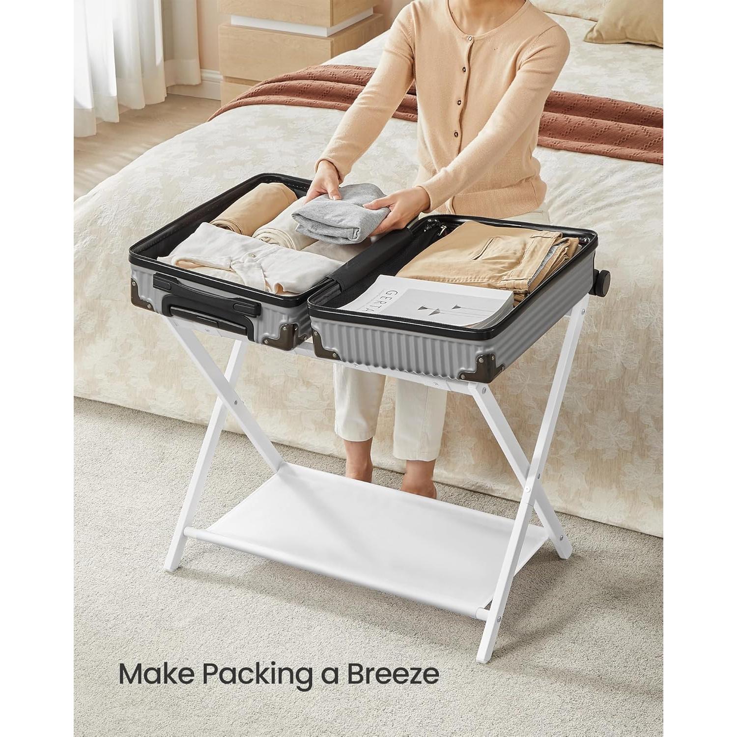 Soporte de Equipaje Plegable SONGMICS Blanco Nube 68.5x43x60 cm