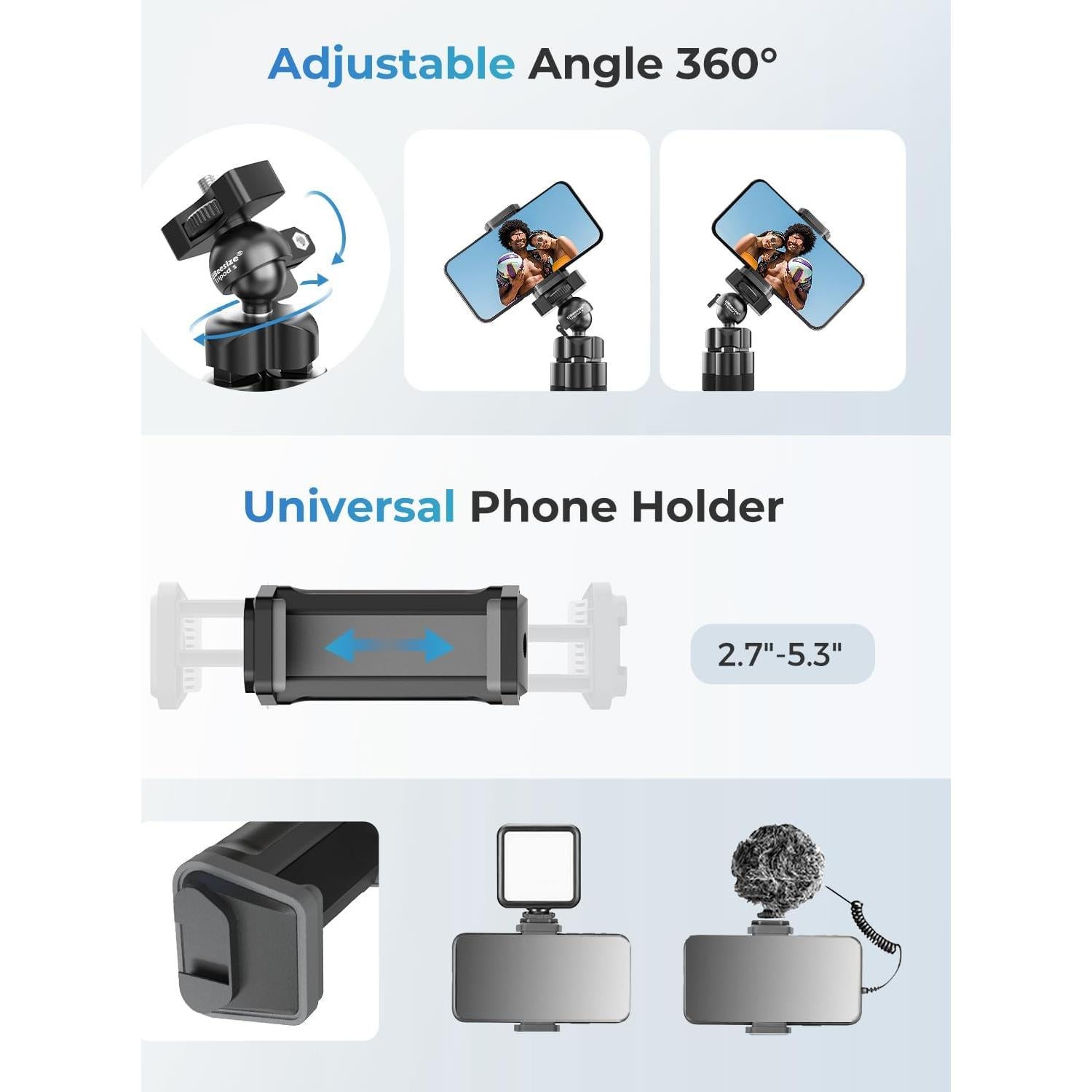 Trípode Flexible UBeesize Pro S para Teléfono y Cámara - Negro