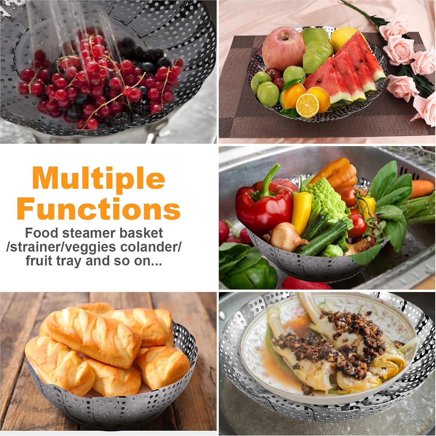 Cesta de Vapor Plegable YLYL Acero Inoxidable 13.5 a 22 cm