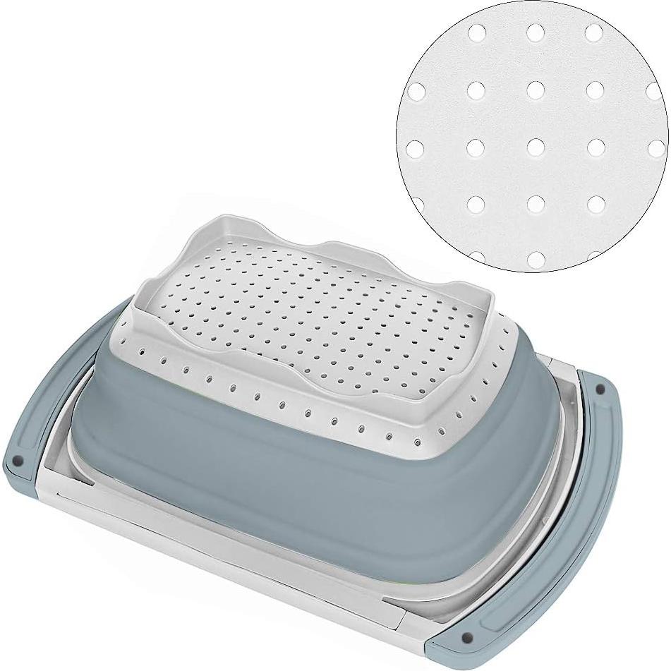 Colador Plegable QiMH 6 Cuartos Silicona Libre BPA Gris