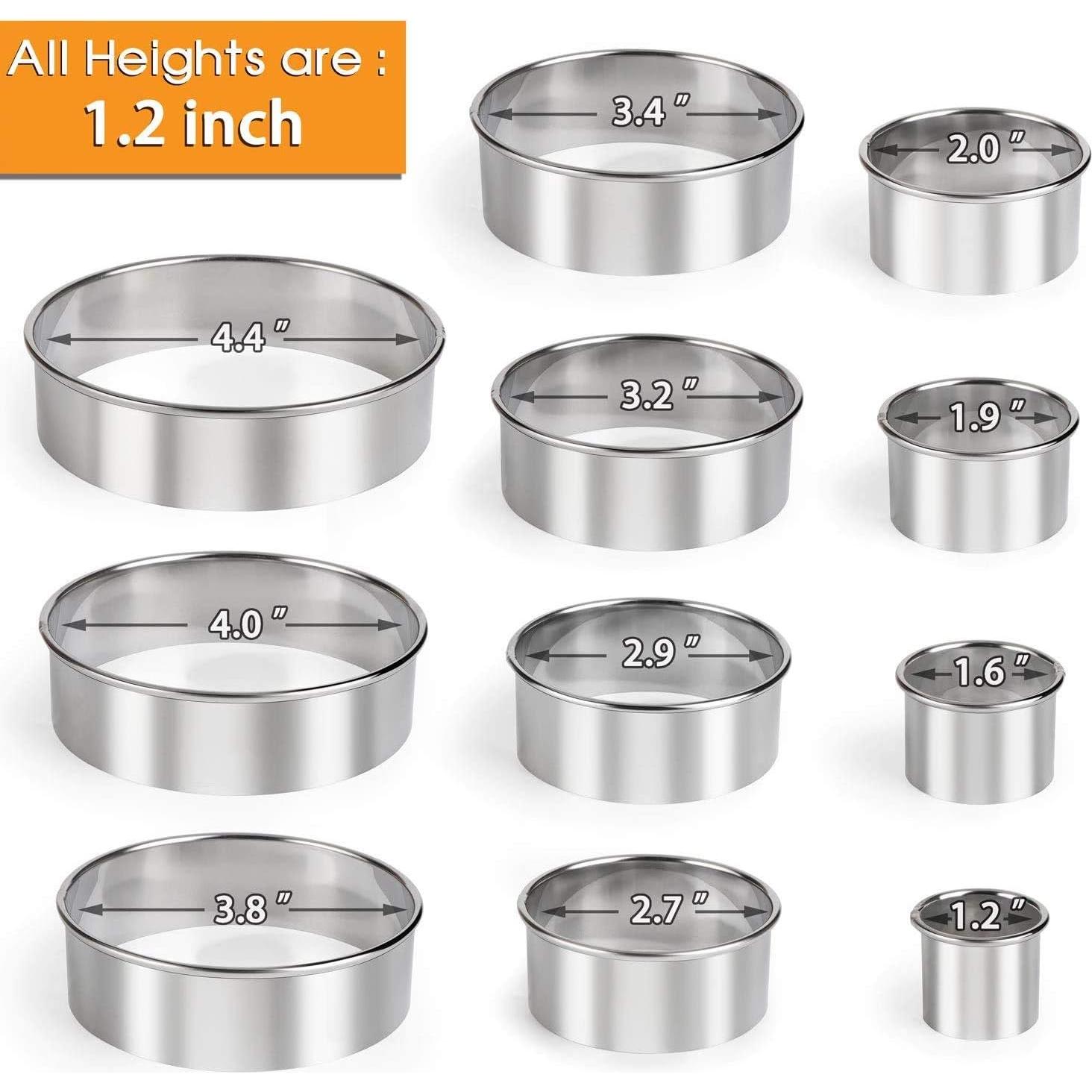 Juego de Cortadores de Galletas Redondos HULISEN - 11 Piezas Acero Inoxidable