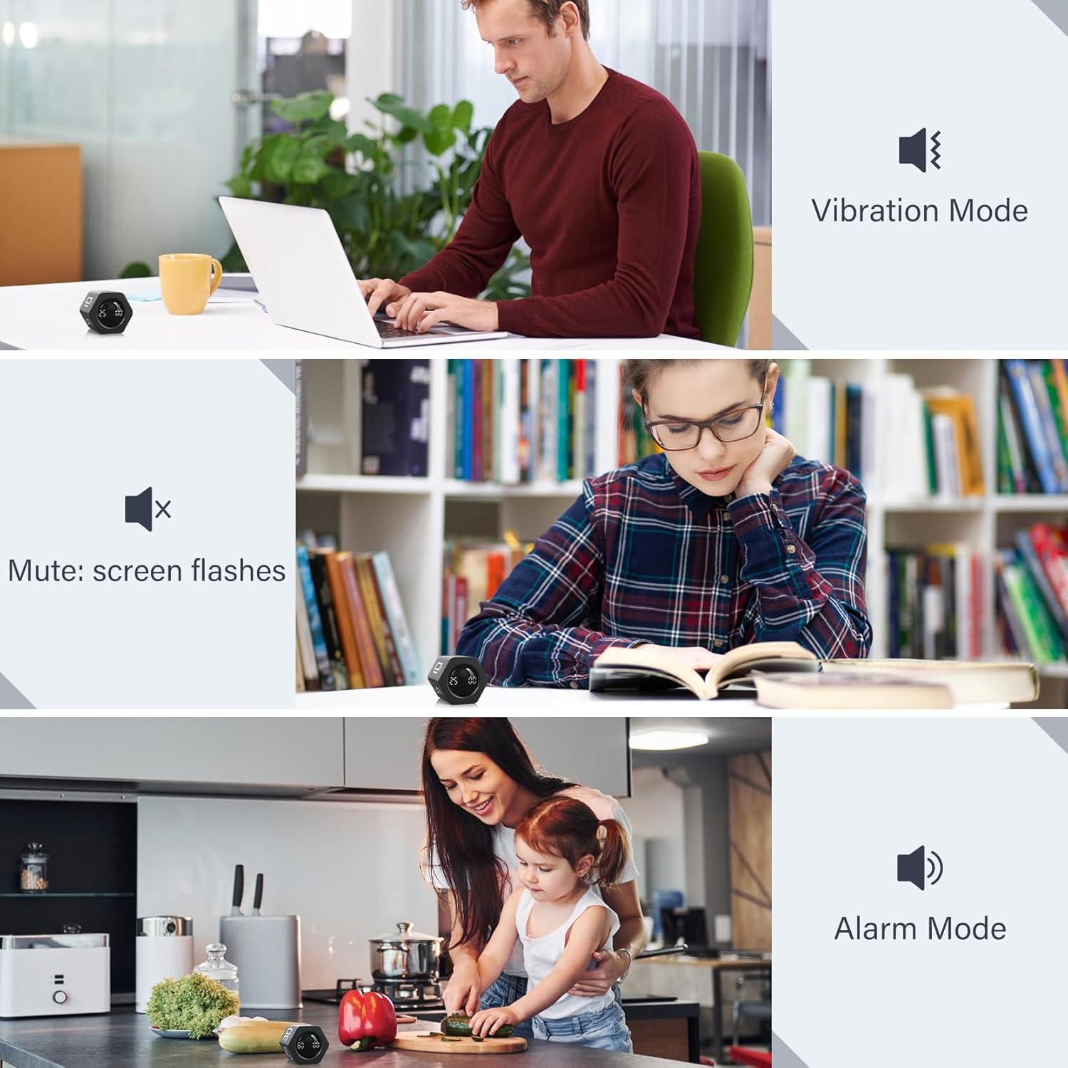 Temporizador Pomodoro OORAII Hexagonal Negro 5-60 Minutos