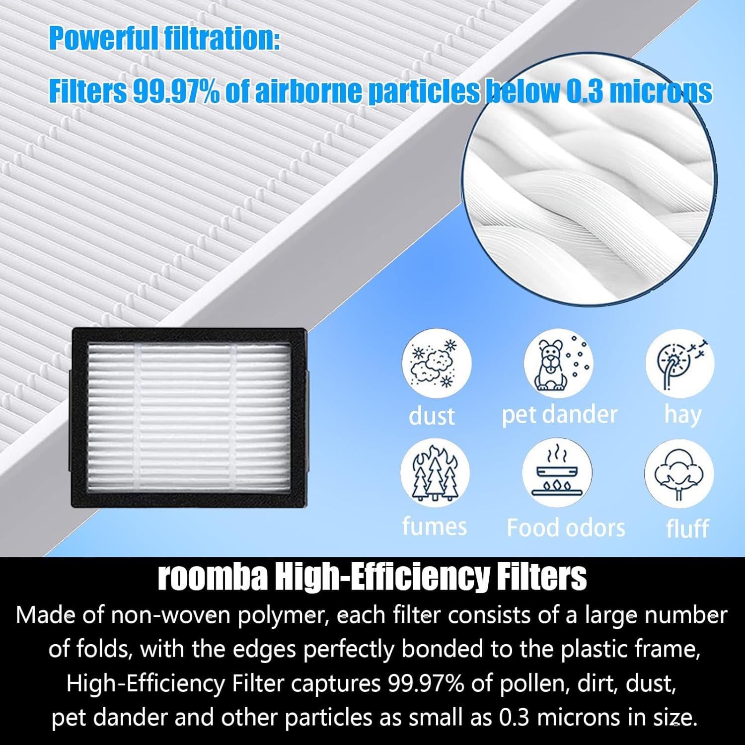 Accesorios para Roomba i7 i3 i4 j7 E5 E6 - 10 Filtros y 2 Rodillos