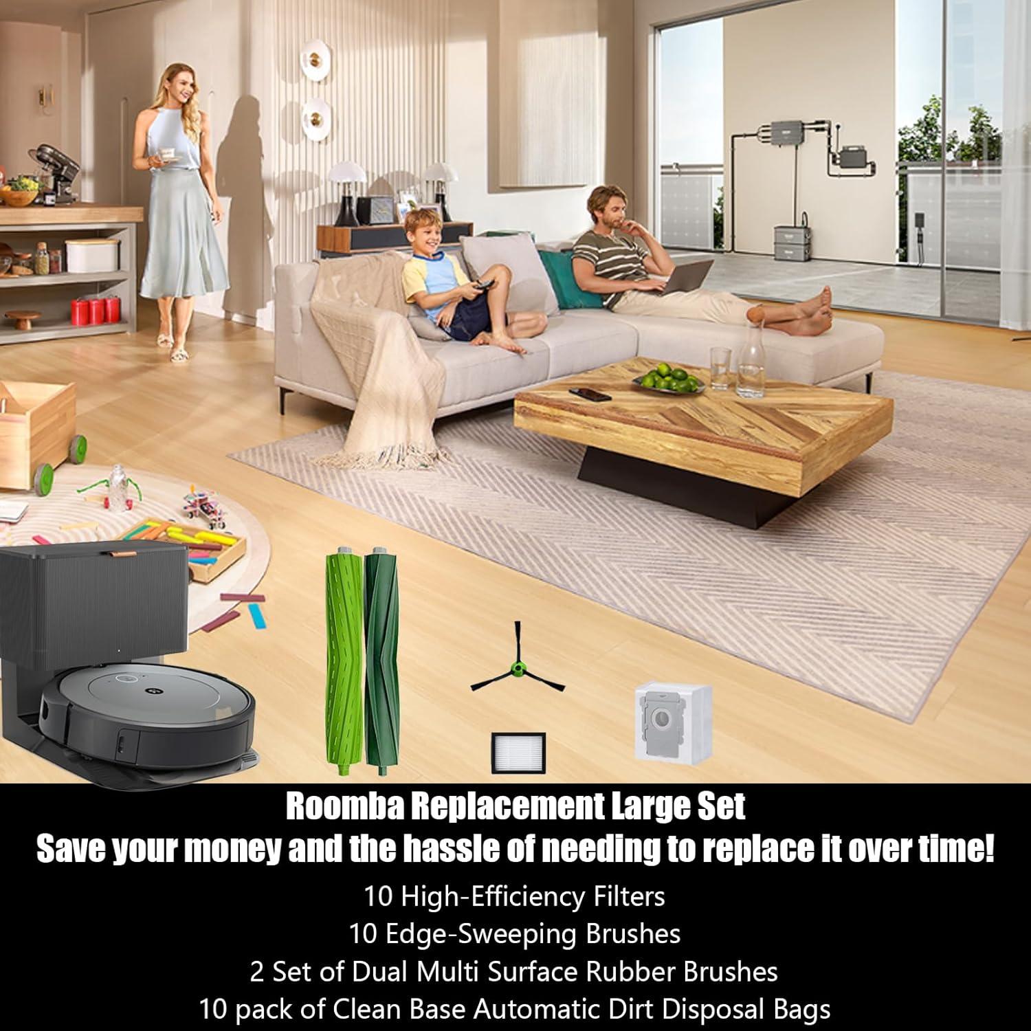 Accesorios para Roomba i7 i3 i4 j7 E5 E6 - 10 Filtros y 2 Rodillos