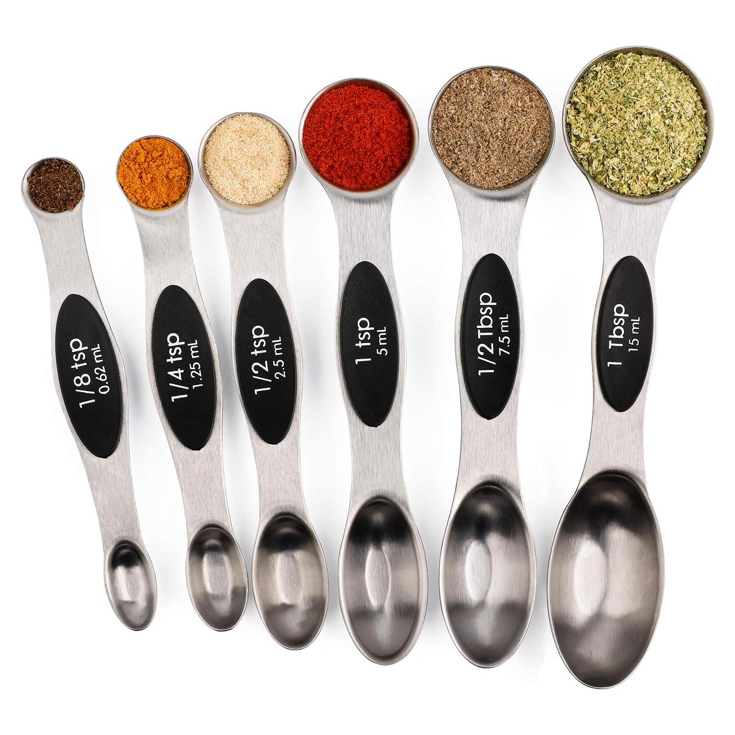 Juego de Cucharas Medidoras Magnéticas Acero Inoxidable 6 Piezas
