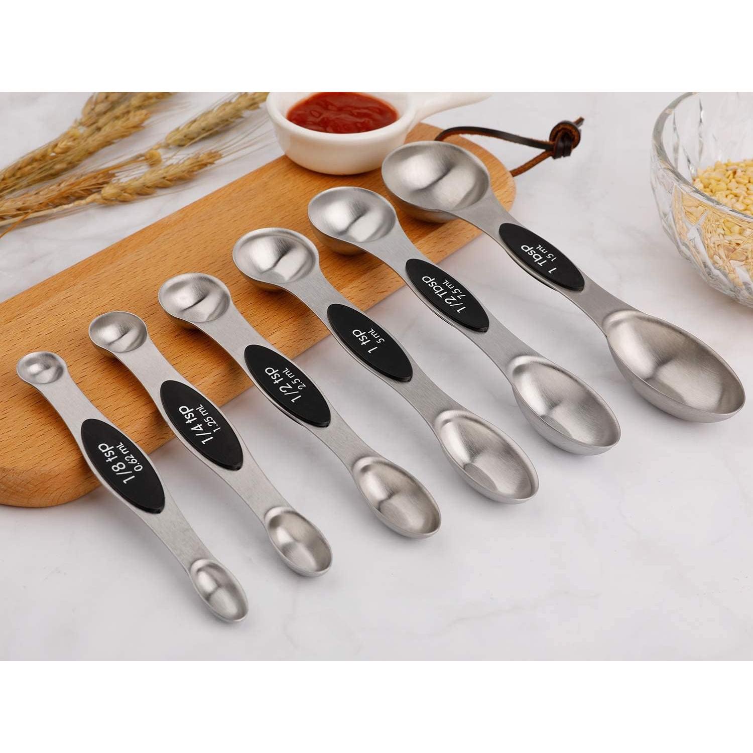 Juego de Cucharas Medidoras Magnéticas Acero Inoxidable 6 Piezas