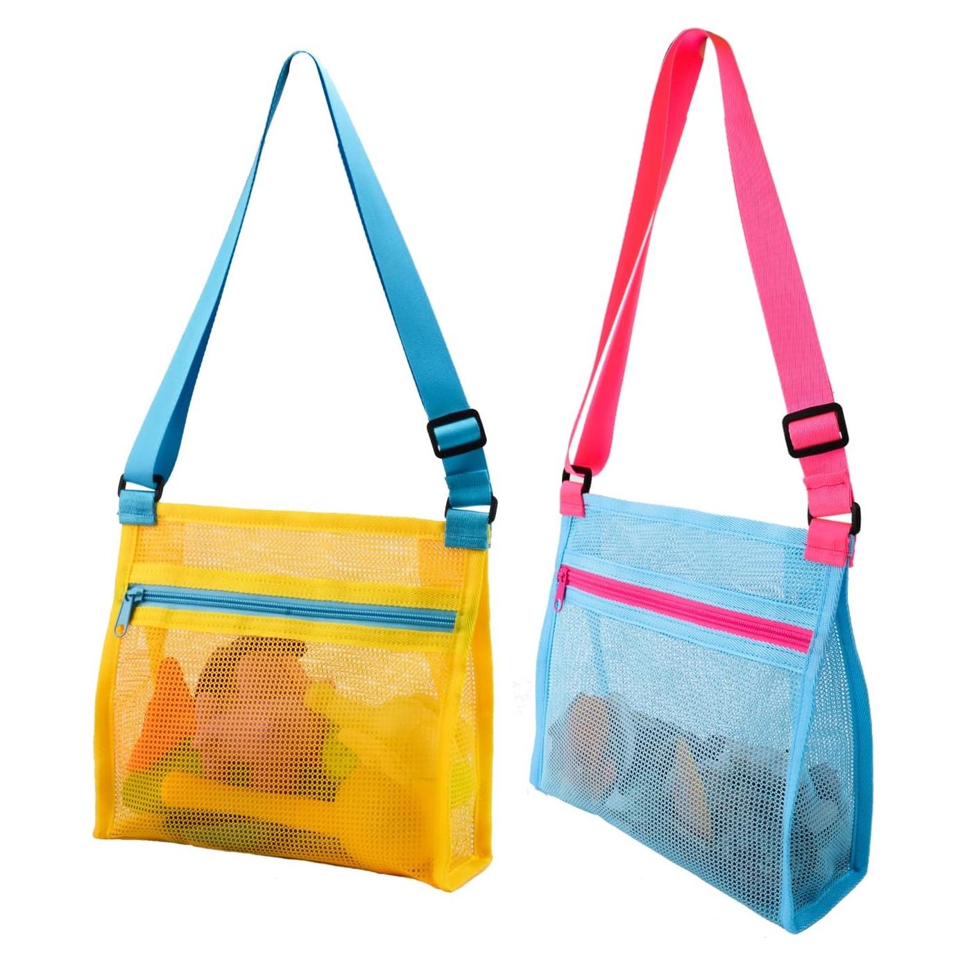 Bolsas de Conchas de Playa MUYIZI Malla Amarillo y Azul