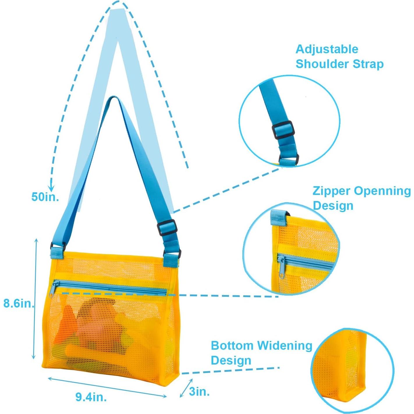 Bolsas de Conchas de Playa MUYIZI Malla Amarillo y Azul