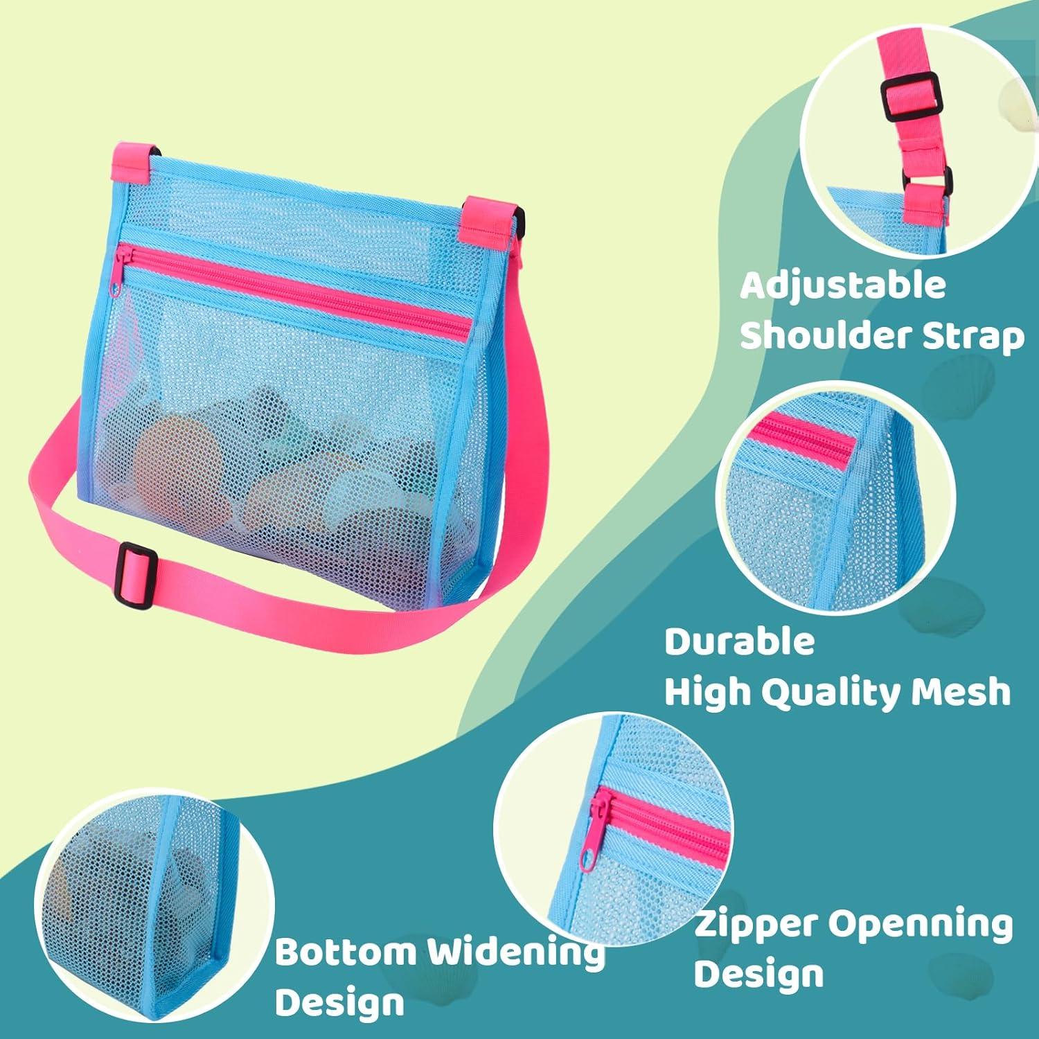 Bolsas de Conchas de Playa MUYIZI Malla Amarillo y Azul