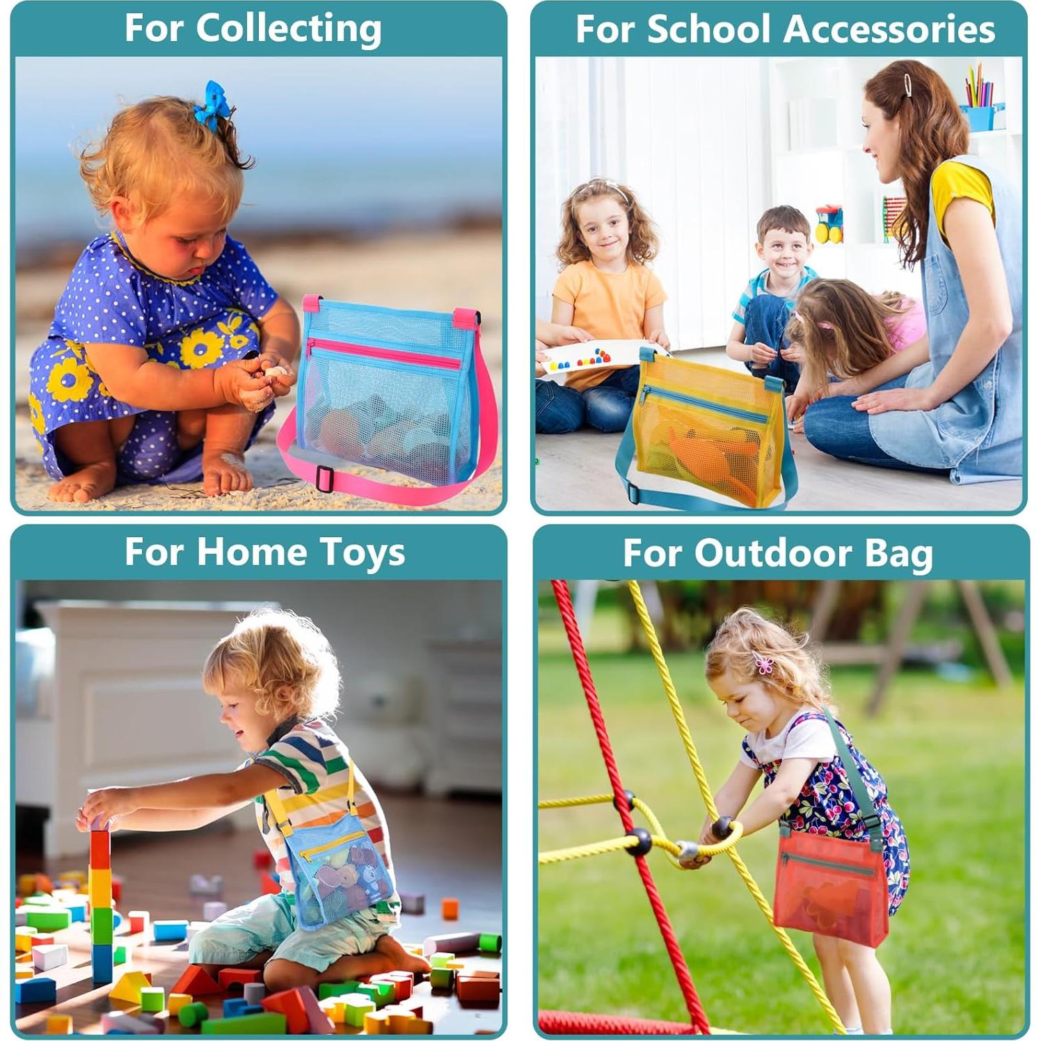 Bolsas de Conchas de Playa MUYIZI Malla Amarillo y Azul