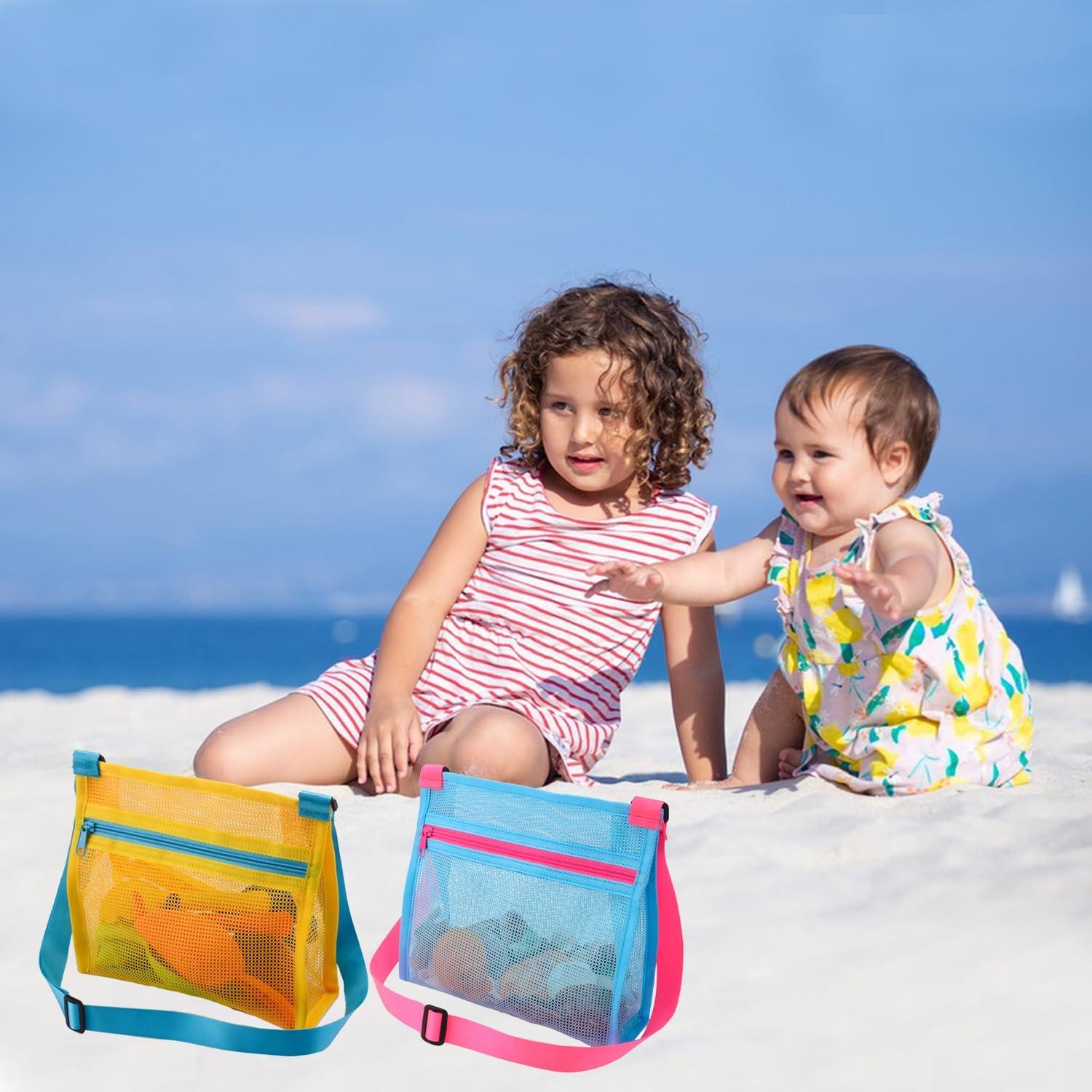 Bolsas de Conchas de Playa MUYIZI Malla Amarillo y Azul