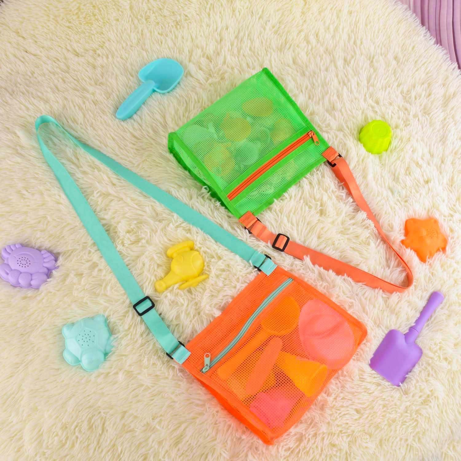 Bolsa de Malla para Recoger Conchas MUYIZI - Niños Naranja/Verde