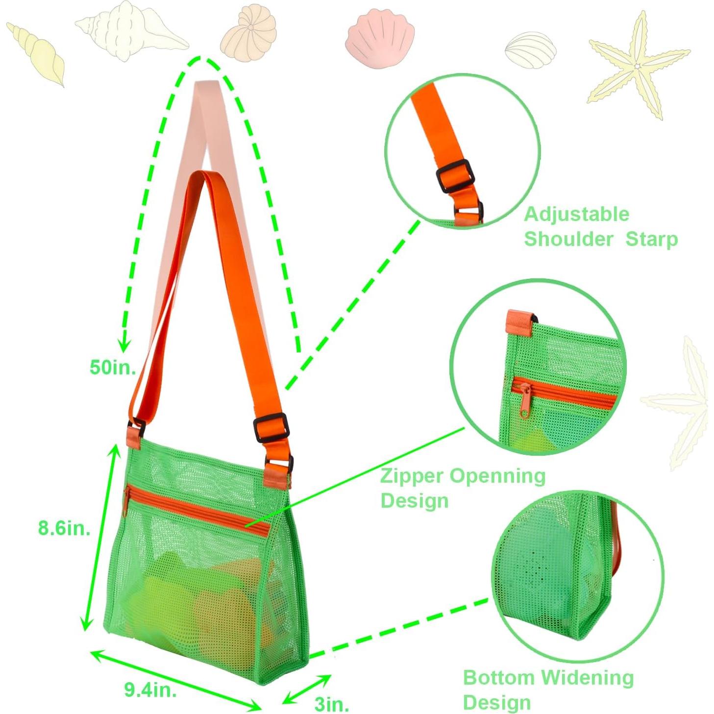 Bolsa de Malla para Recoger Conchas MUYIZI - Niños Naranja/Verde