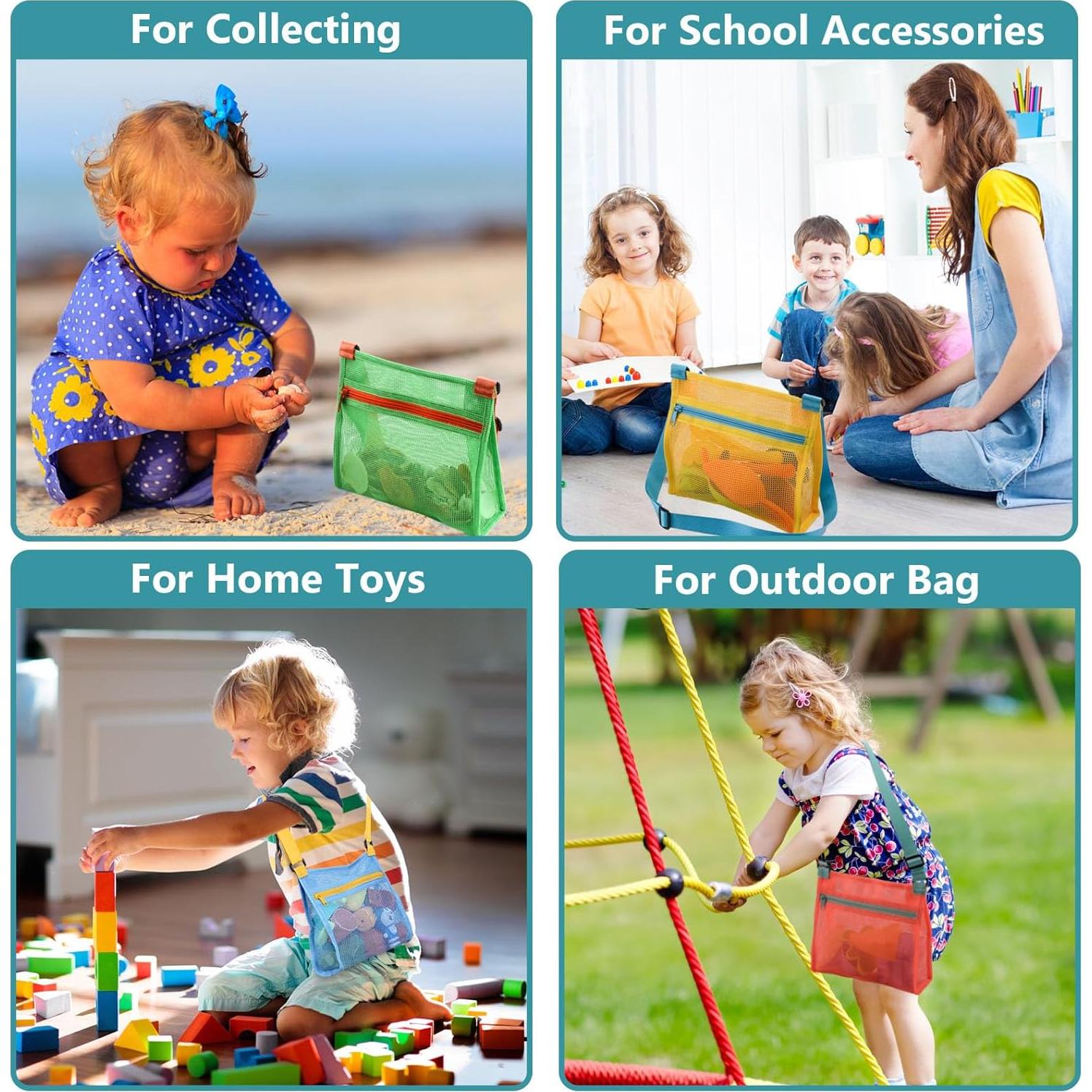 Bolsa de Malla para Recoger Conchas MUYIZI - Niños Naranja/Verde