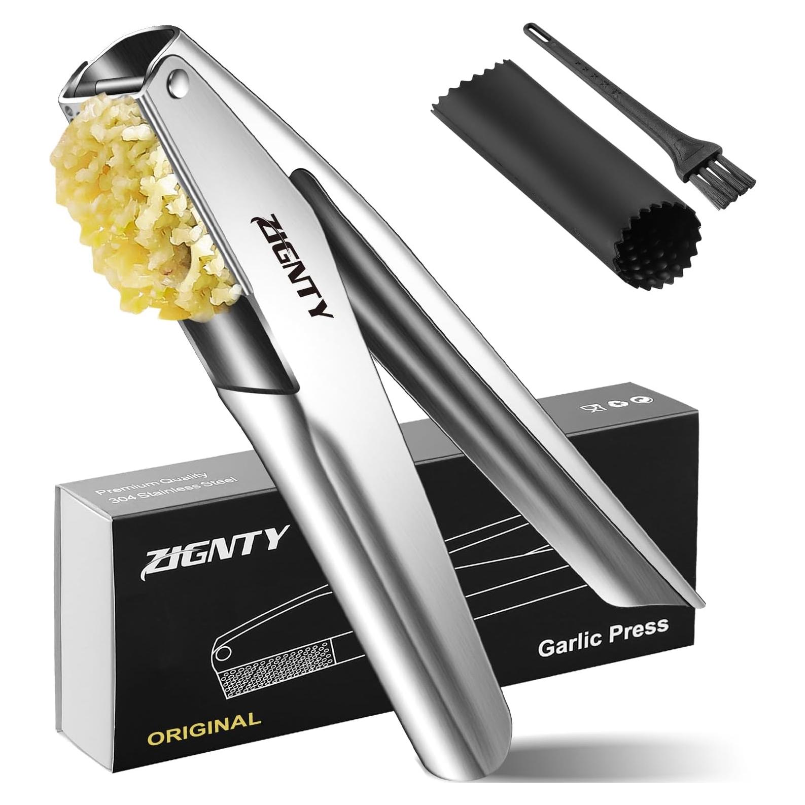 Prensa de Ajo ZIGNTY de Acero Inoxidable, Apta para Lavavajillas