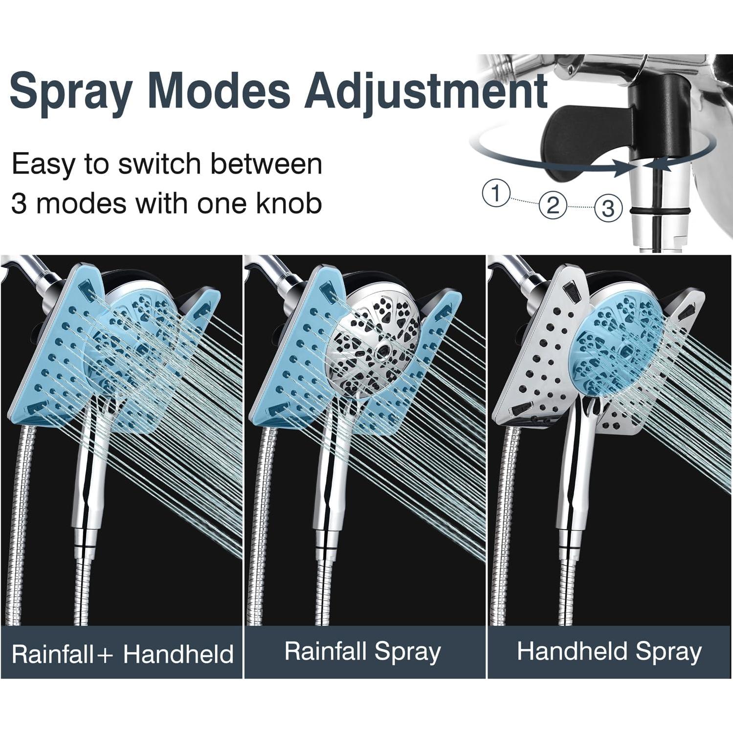 Cabezal de Ducha INAVAMZ 2 en 1 Alta Presión 10 Modos 7.5"