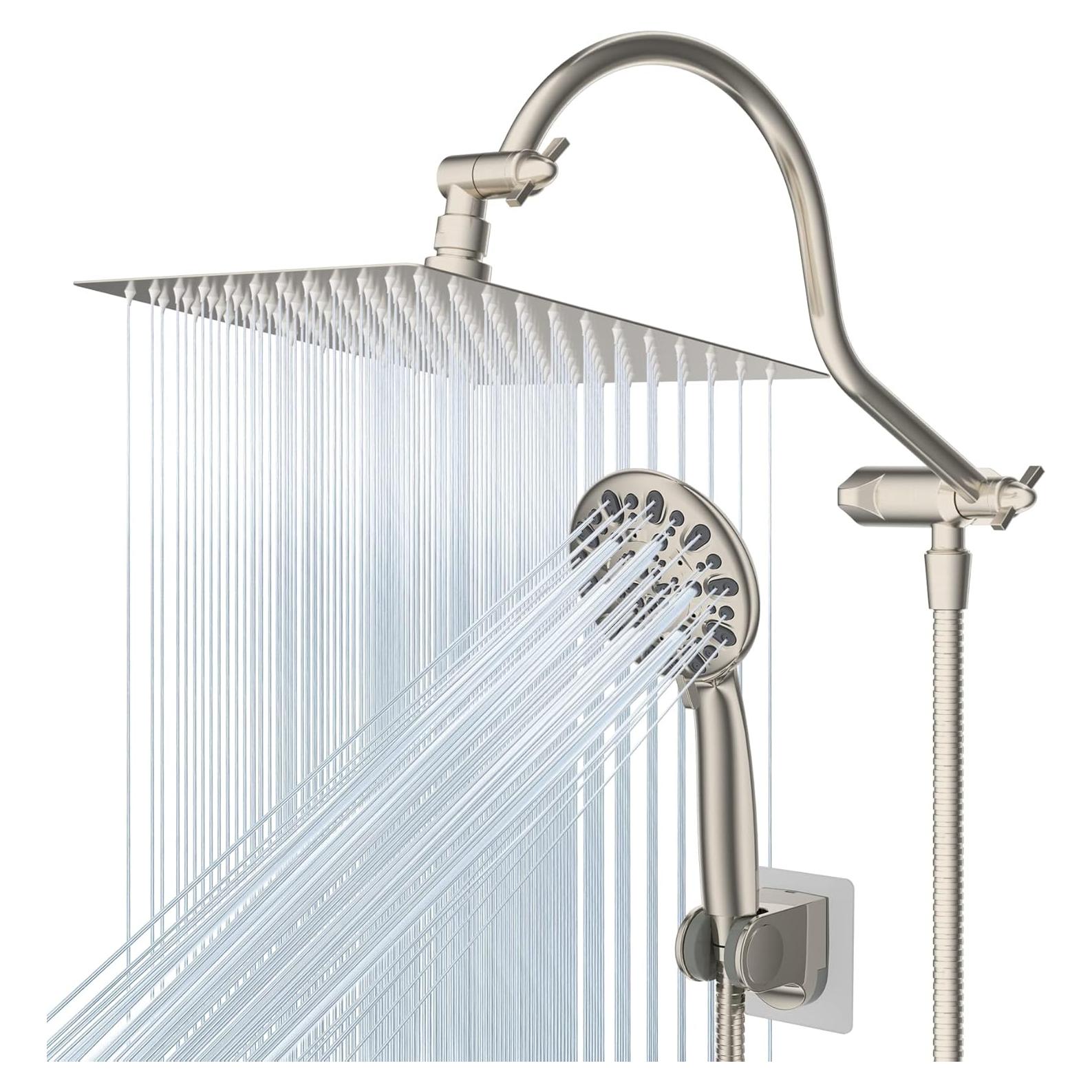 Cabezal de Ducha Hibbent 8'' Lluvia y Mano, 7 Configuraciones