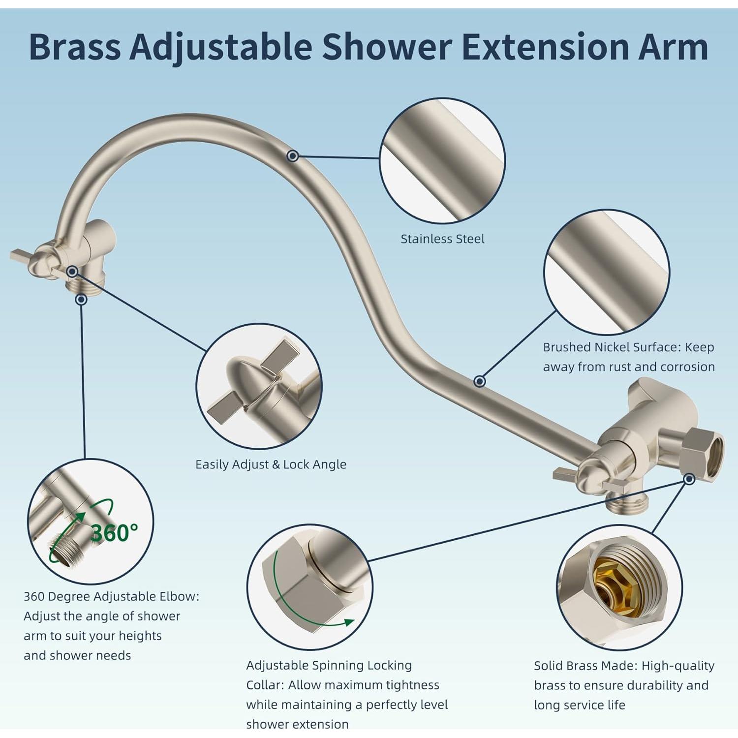 Cabezal de Ducha Hibbent 8'' Lluvia y Mano, 7 Configuraciones