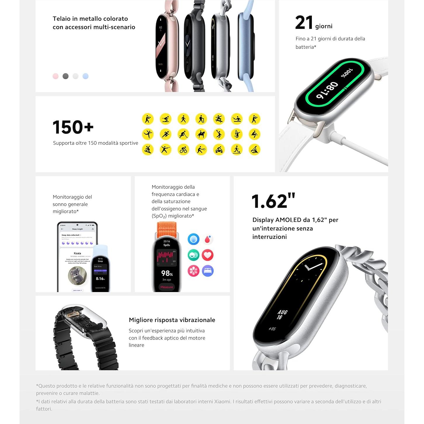 Smart Band 9 Global Version (2024) 1.62" Amoled Display | 233 mAh Battery | up to 21 Days of Battery Life | Over 150 Workout Modes | BT 5.4 | 50M Water Resistant - Mystic Rose