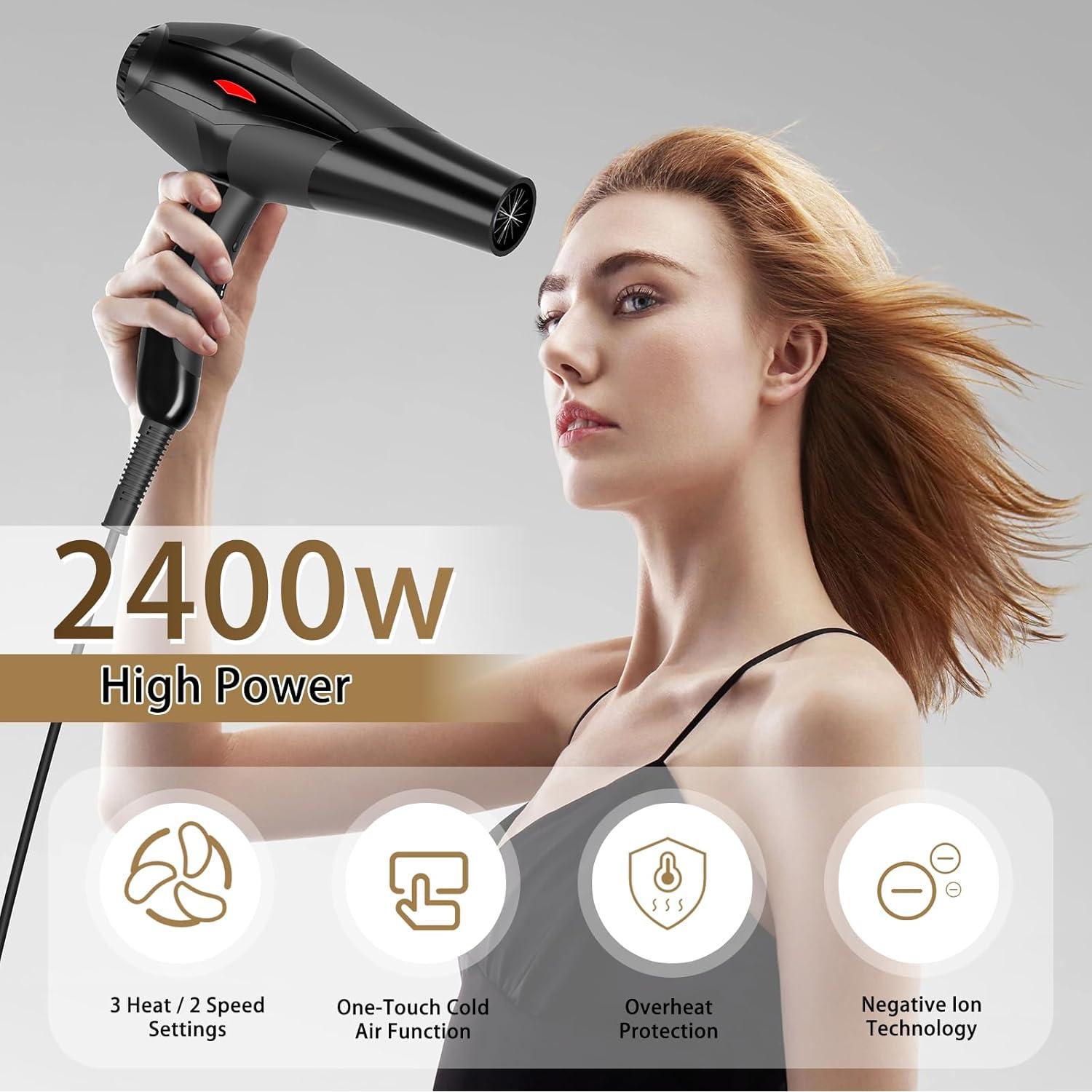 Secador de Pelo Profesional Conhaze 2400W Iónico con Difusor