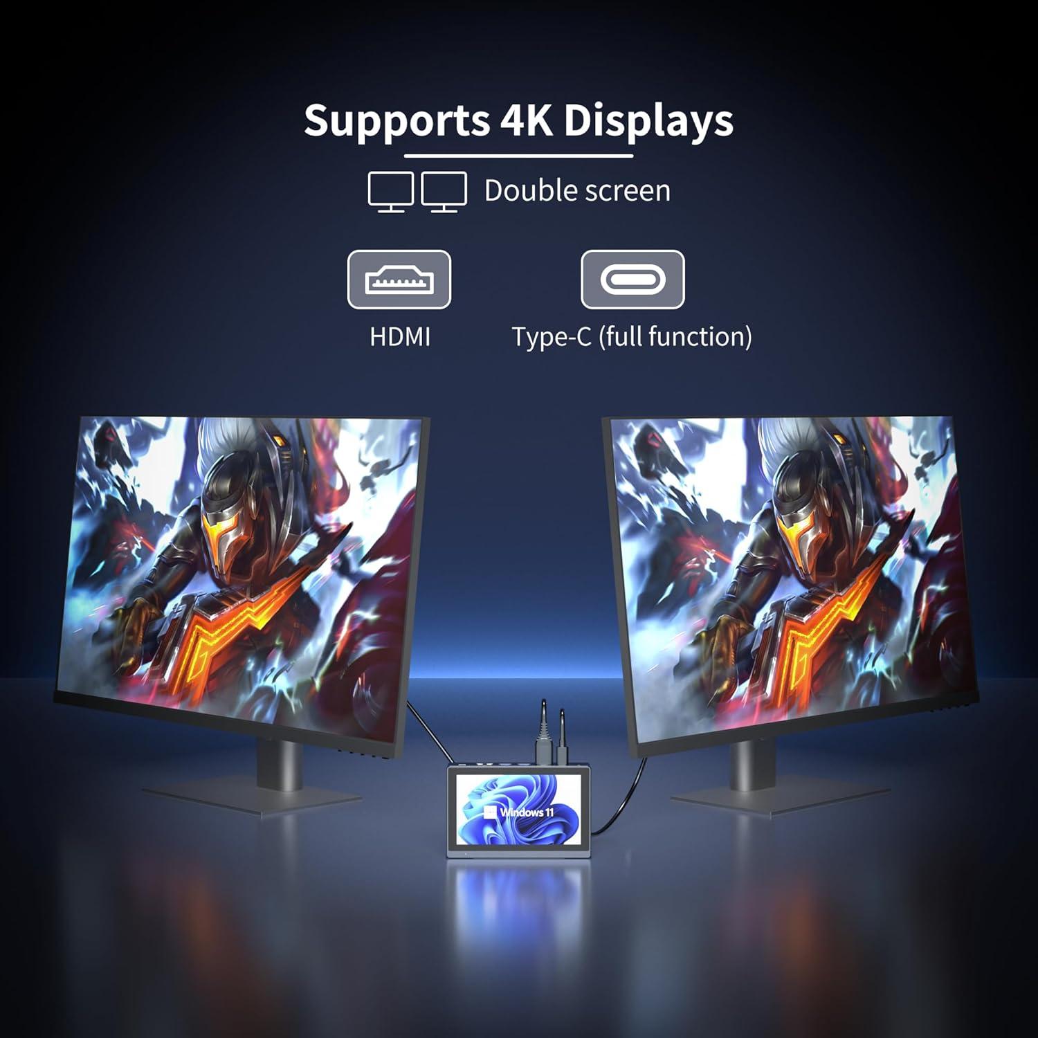 HEIGAOLA Mini PC Win 11 PRO Celeron N5095 Cooling Fan Mini Computer 16GB DDR4 256GB EMMC 4K60Hz Display Mini PC with Screen Gigabit Ethernet Desktop Computer